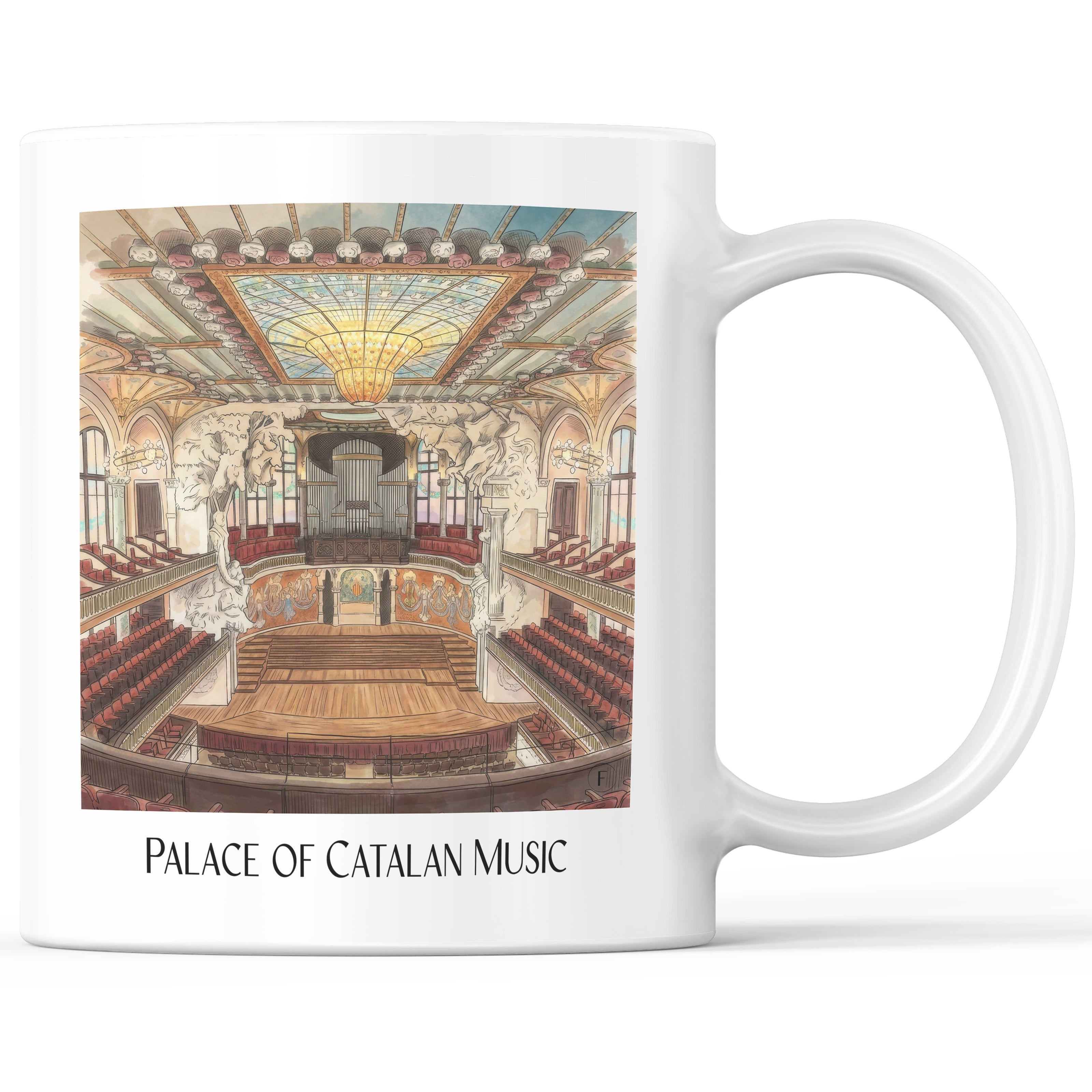 Palau de la Música Catalana Kaffeebecher - Barcelona - Spanien Becher - Kaffeetasse im Aquarell Stil - favplace