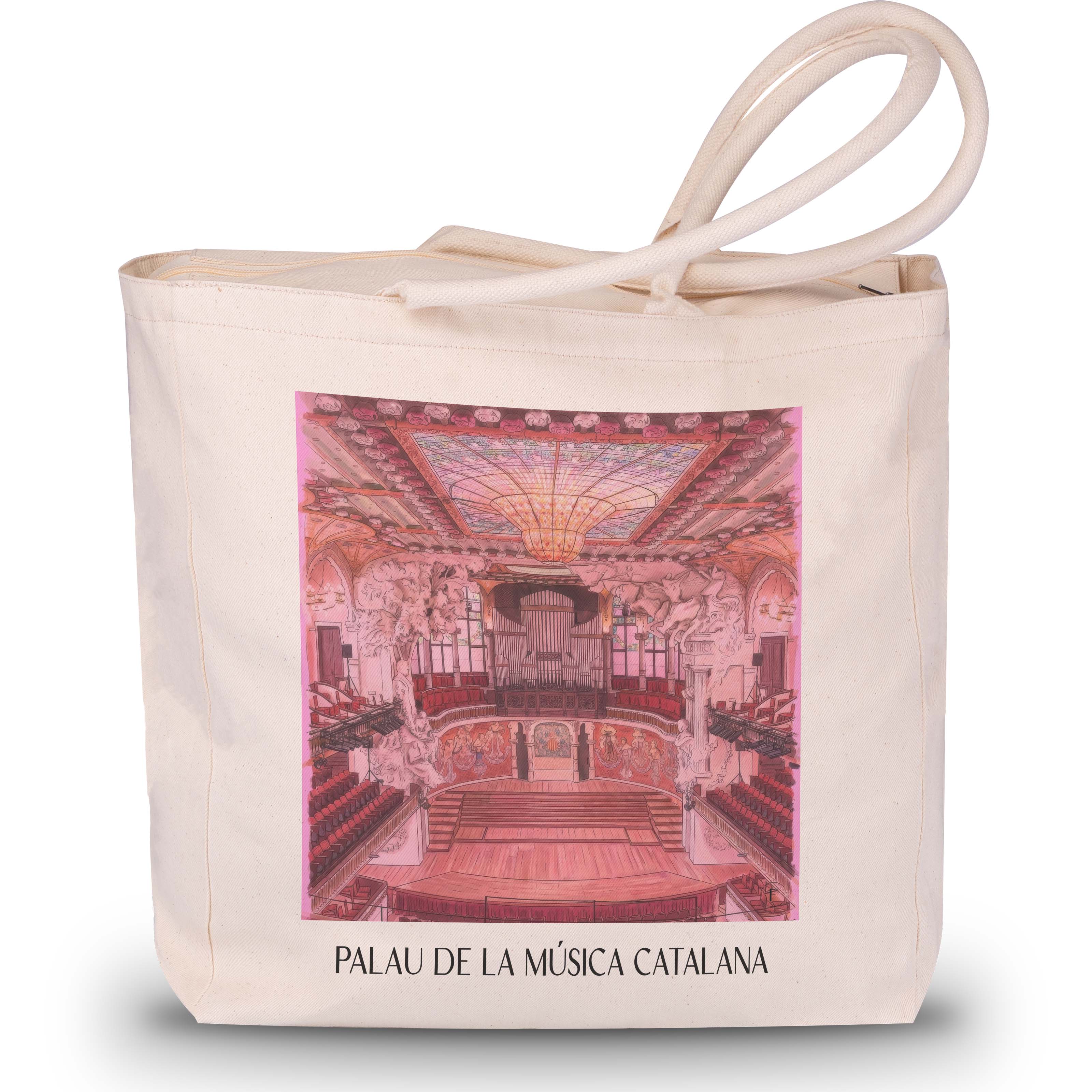 palau-de-la-música-catalana-barcelona-spanien-einkaufstasche-aquarell-pink-rosa