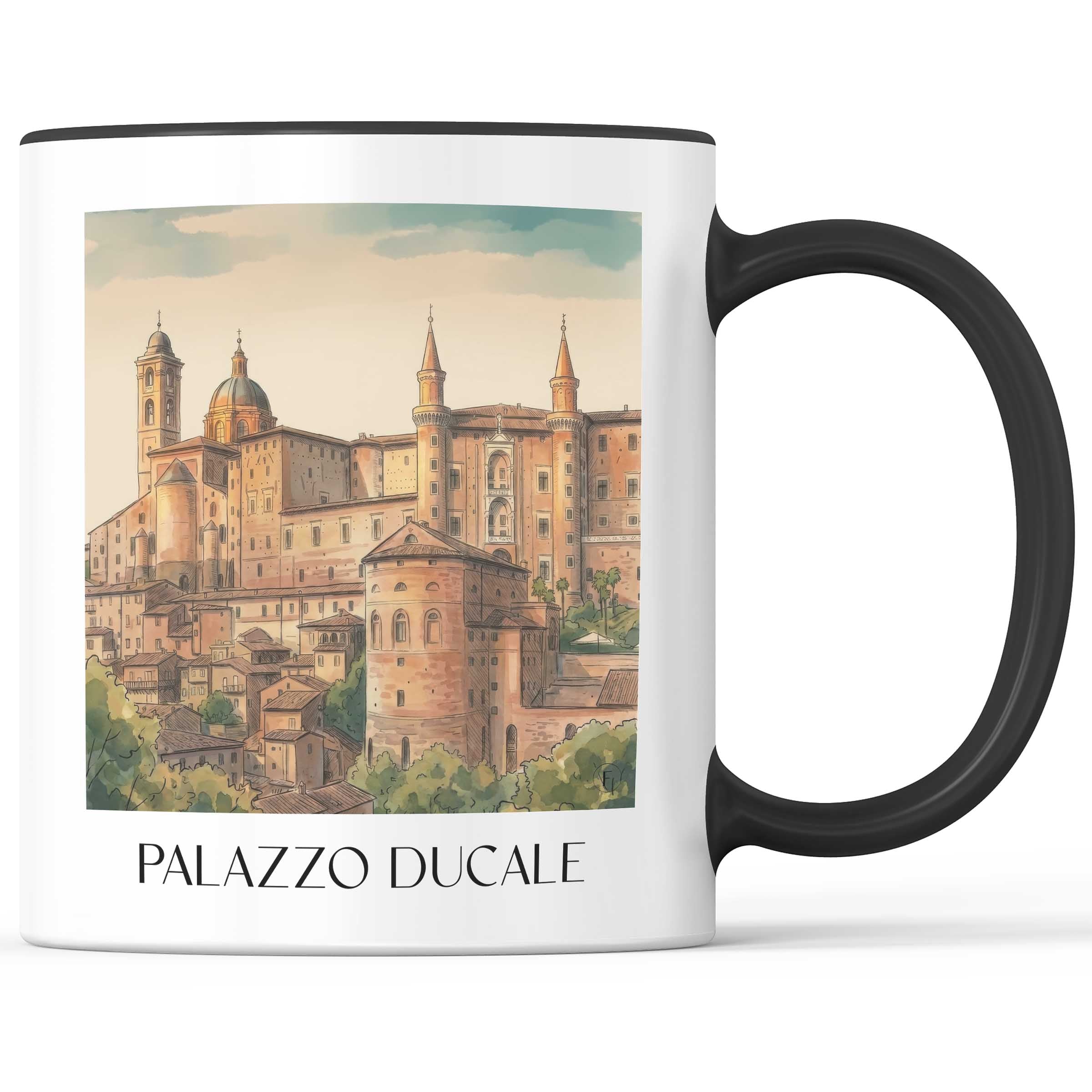 Palazzo Ducale Kaffeebecher - Urbino - Italien Becher - Kaffeetasse im Aquarell Stil - favplace