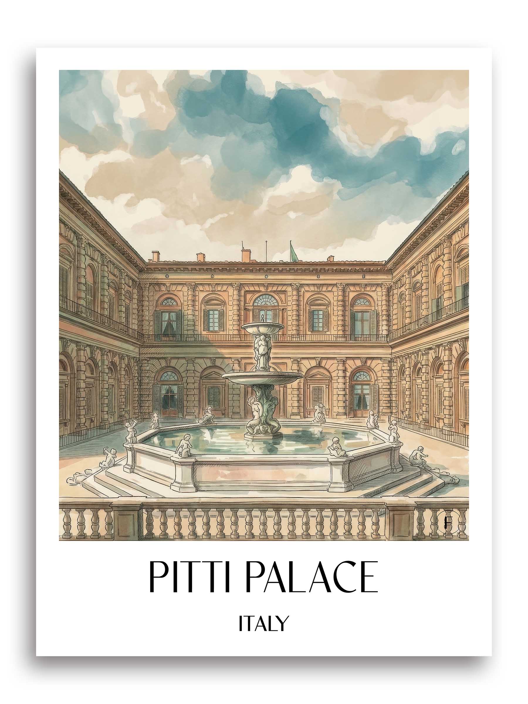 Palazzo Pitti Poster - Florenz - Italien Kunstdruck - Aquarell von A4 bis A1 - favplace