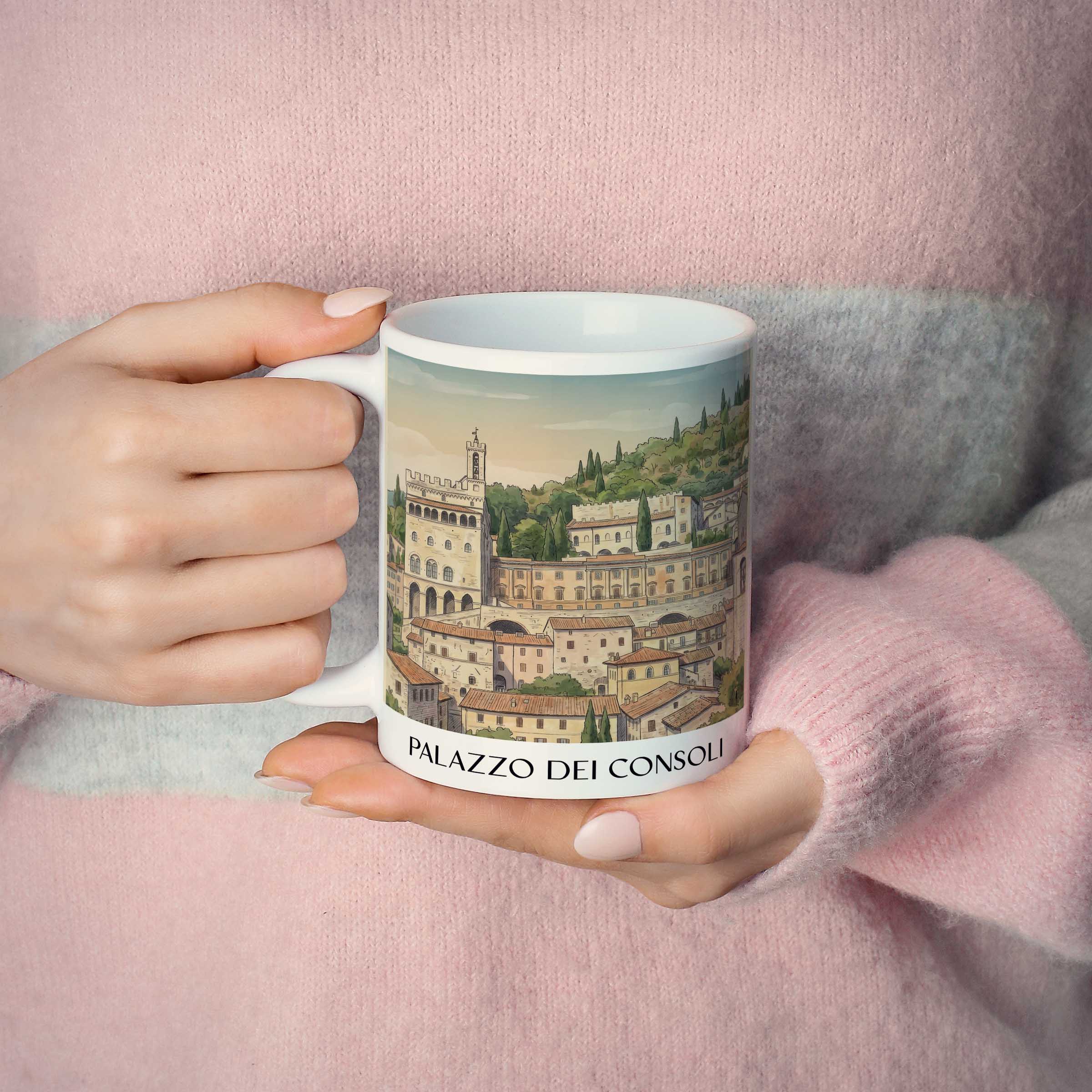 palazzo-dei-consoli-gubbio-italien-kaffeebecher-aquarell