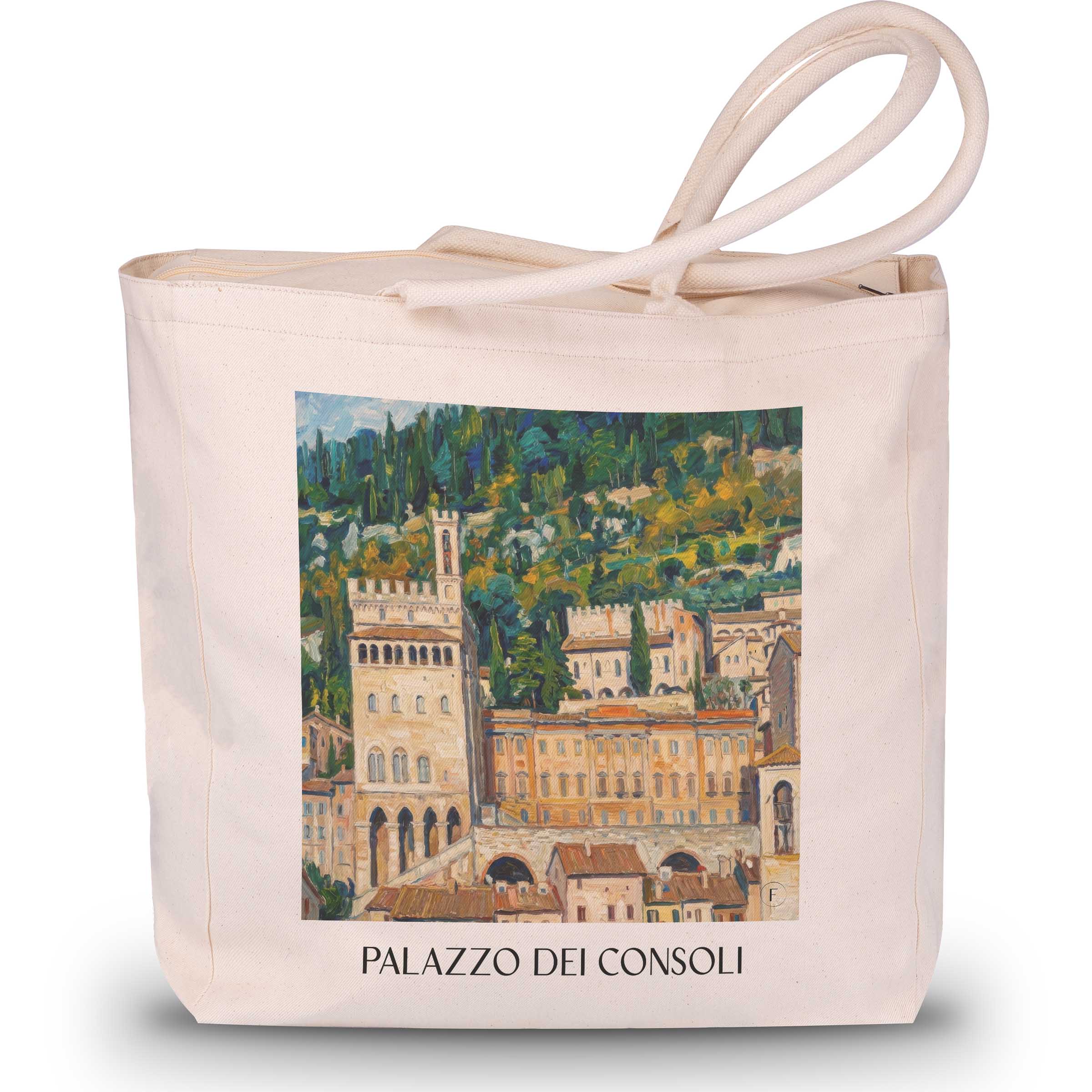 palazzo-dei-consoli-gubbio-italien-einkaufstasche-oil-painting-oelgemaelde