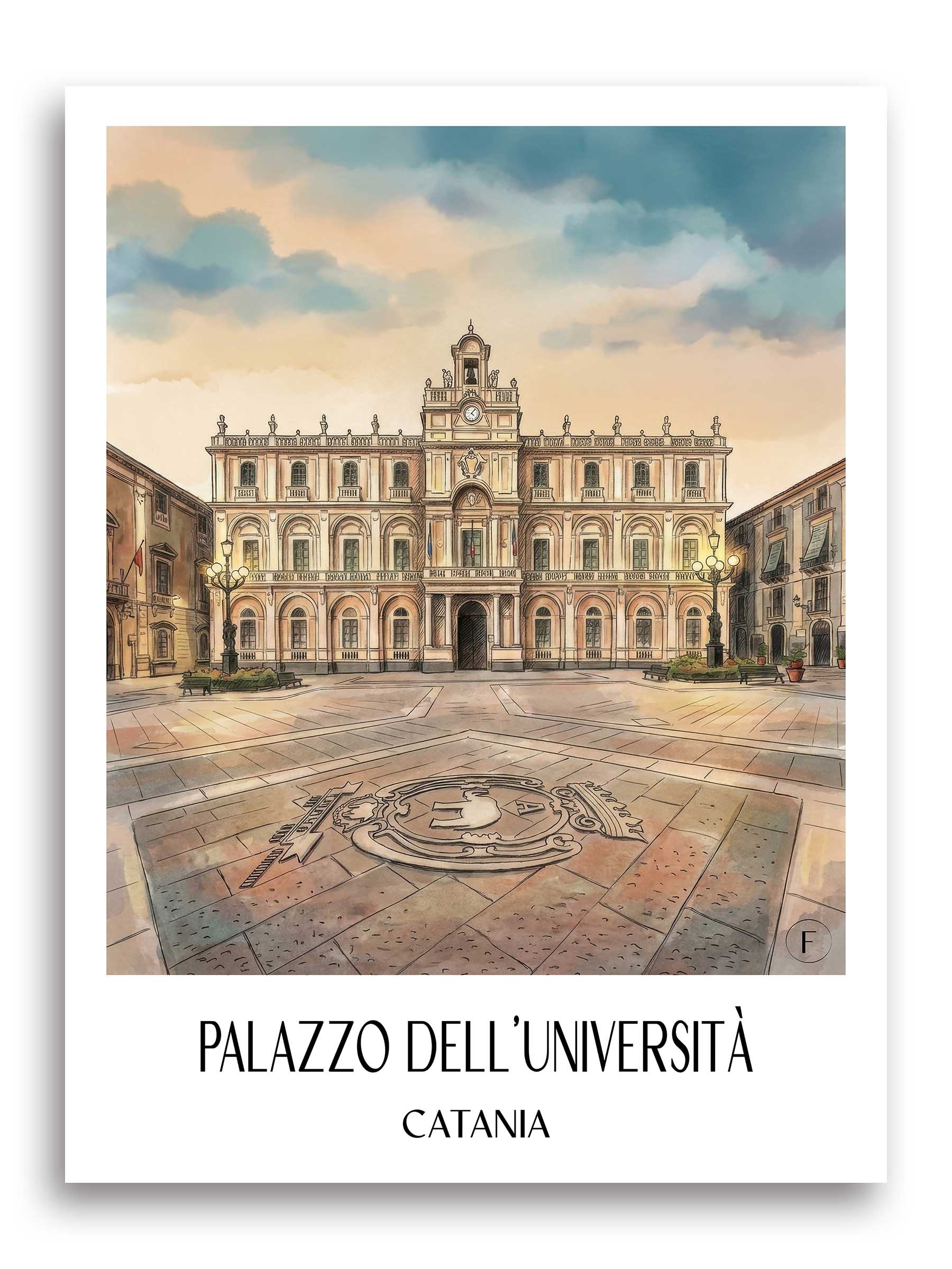 Palazzo dell´Università Poster - Catania - Italien Kunstdruck - Aquarell von A4 bis A1 - favplace