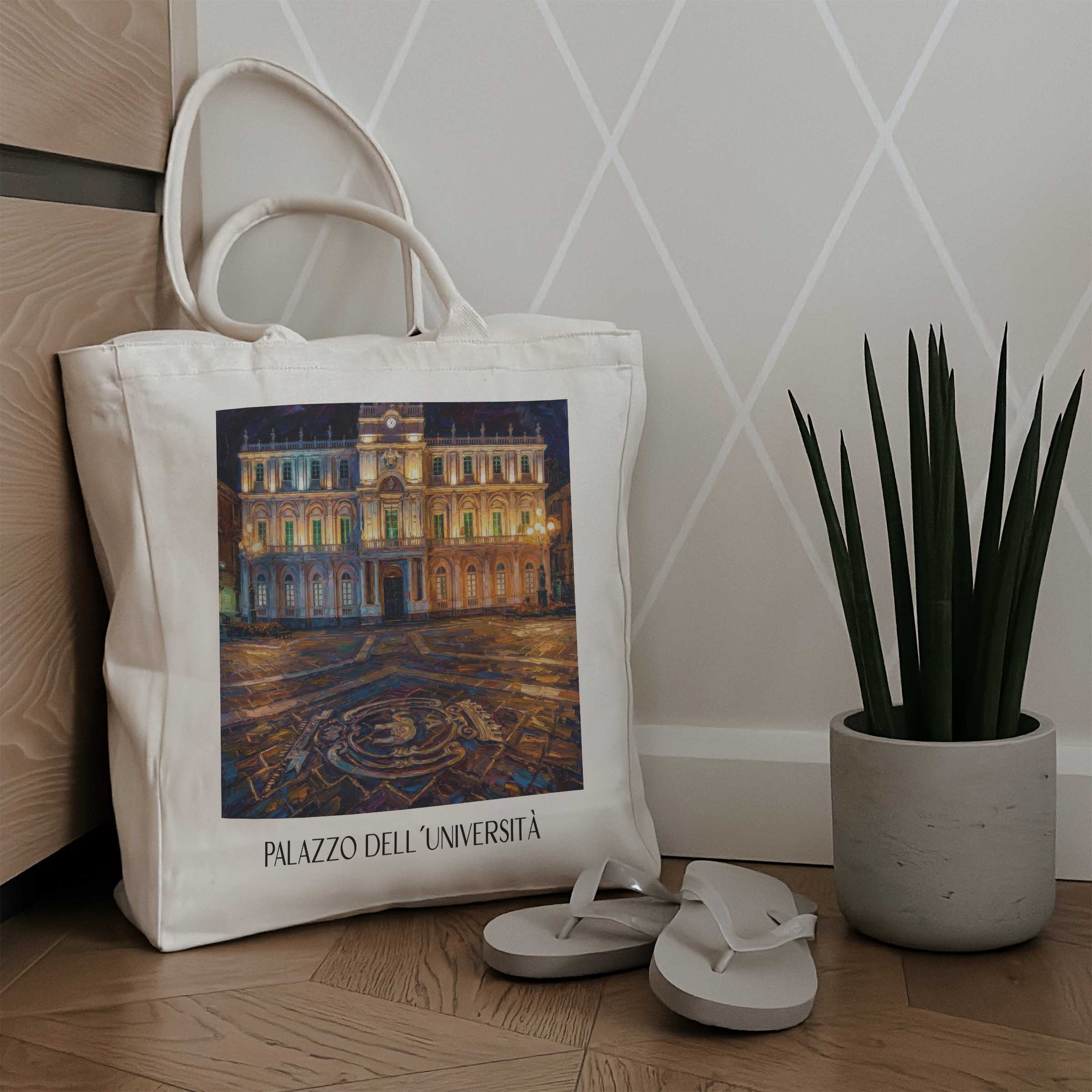 palazzo-dell´università-catania-italien-einkaufstasche-oil-painting-oelgemaelde