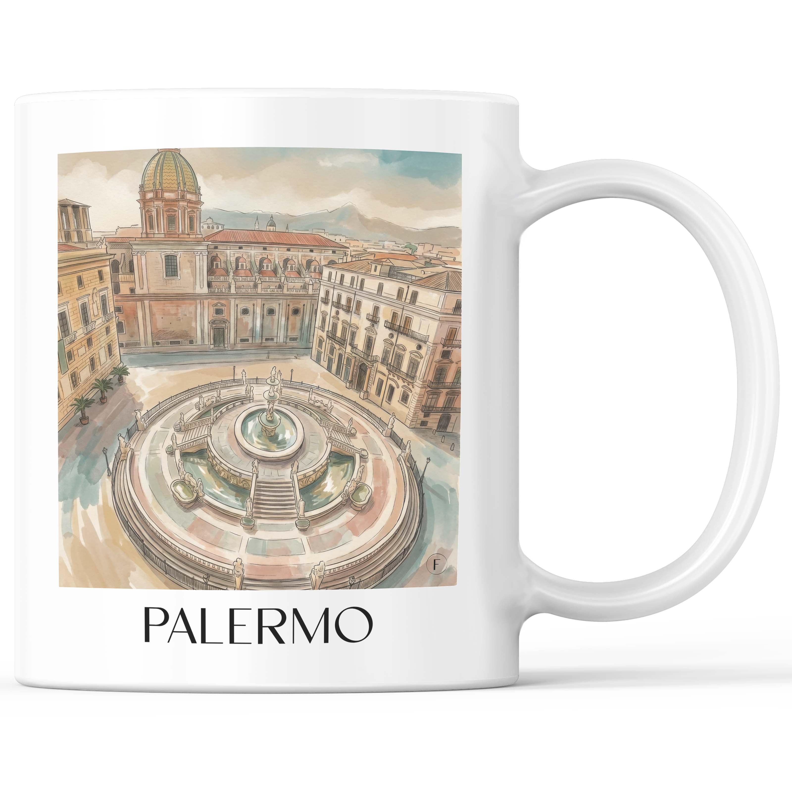 Palermo - Italien Becher - Kaffeetasse im Aquarell Stil - favplace