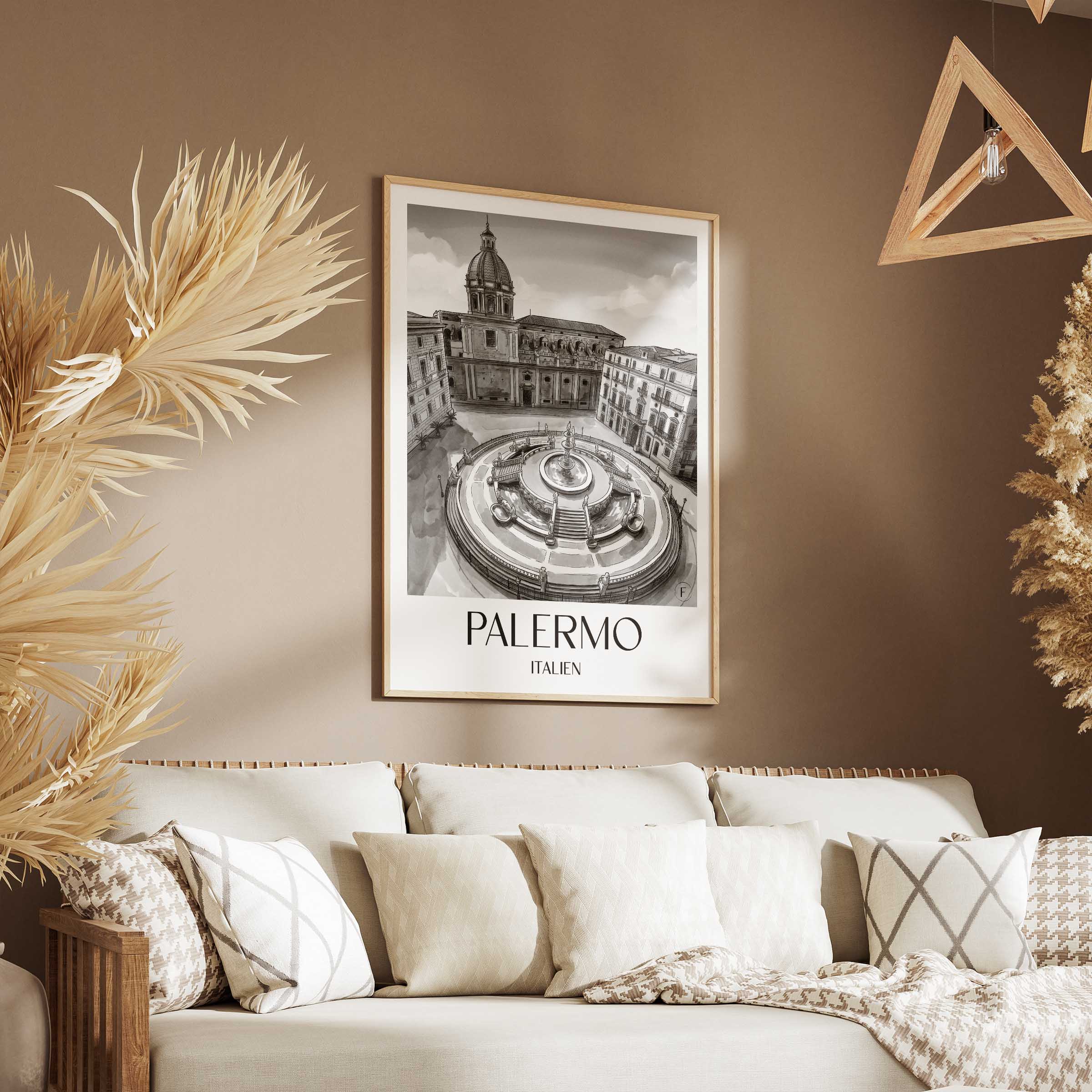 palermo-italien-poster-aquarell-schwarz-weiss