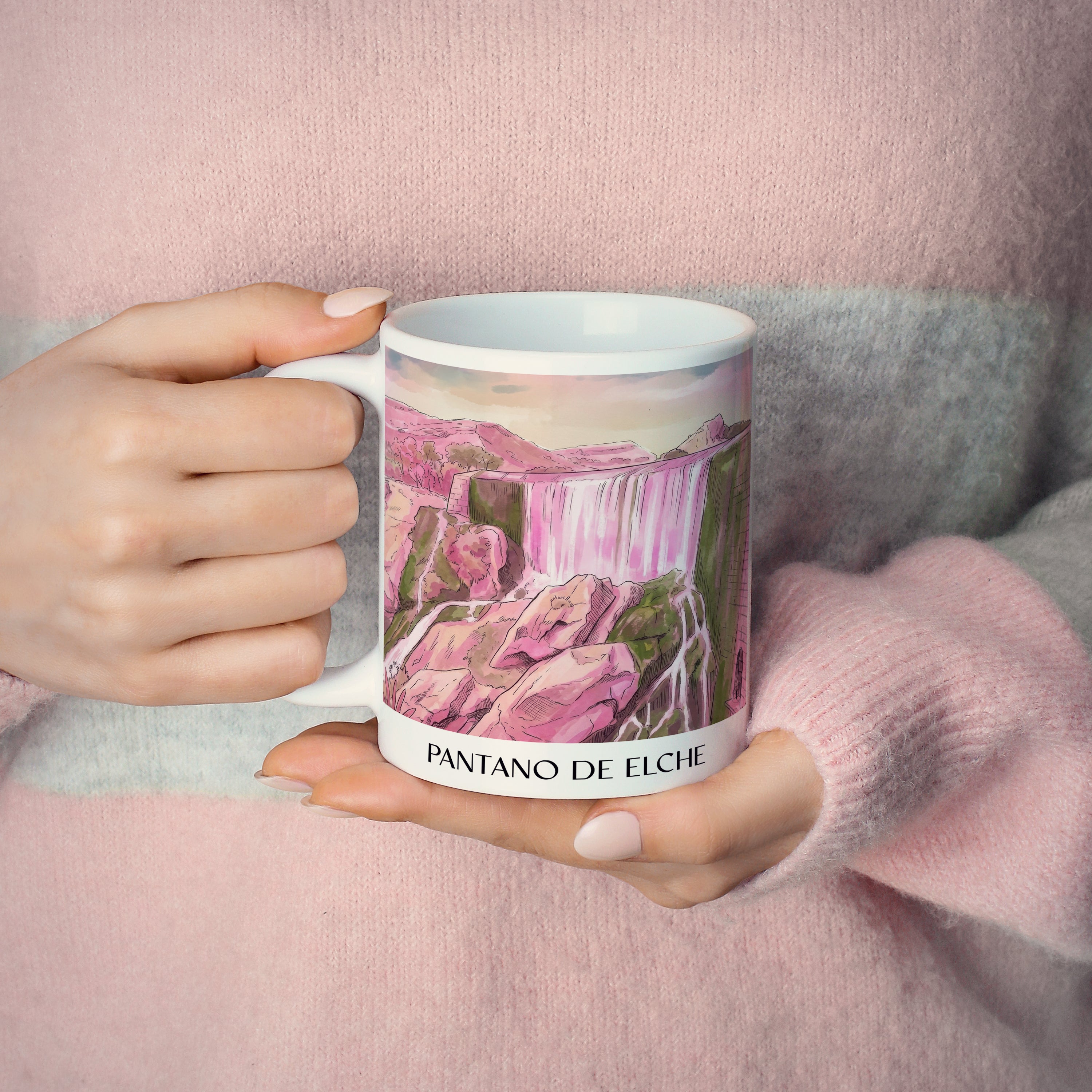 pantano-de-elche-spanien-spanien-kaffeebecher-aquarell-pink-rosa