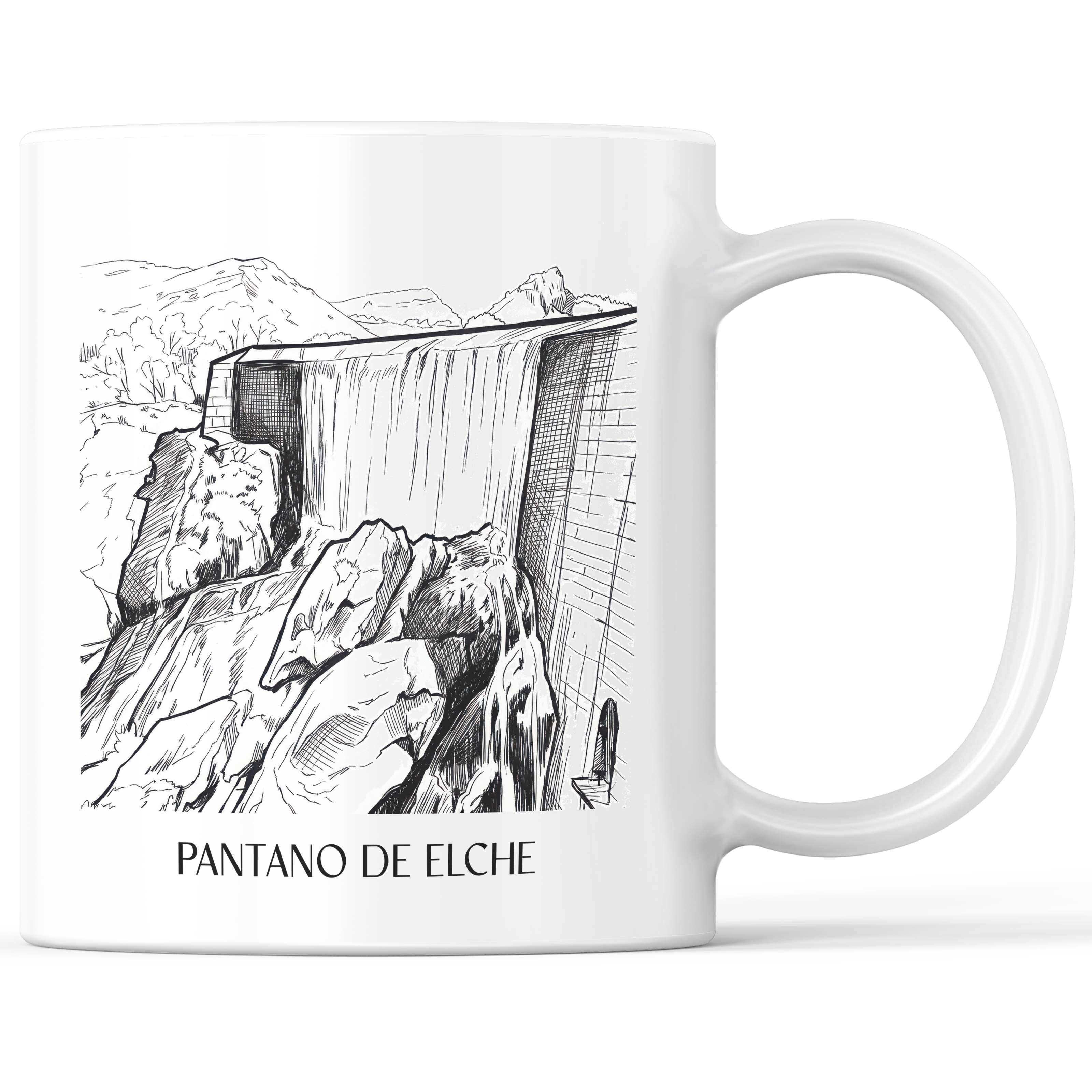 Pantano de Elche Kaffeebecher - Spanien - Spanien Becher - Kaffeetasse im Skizze Stil - favplace