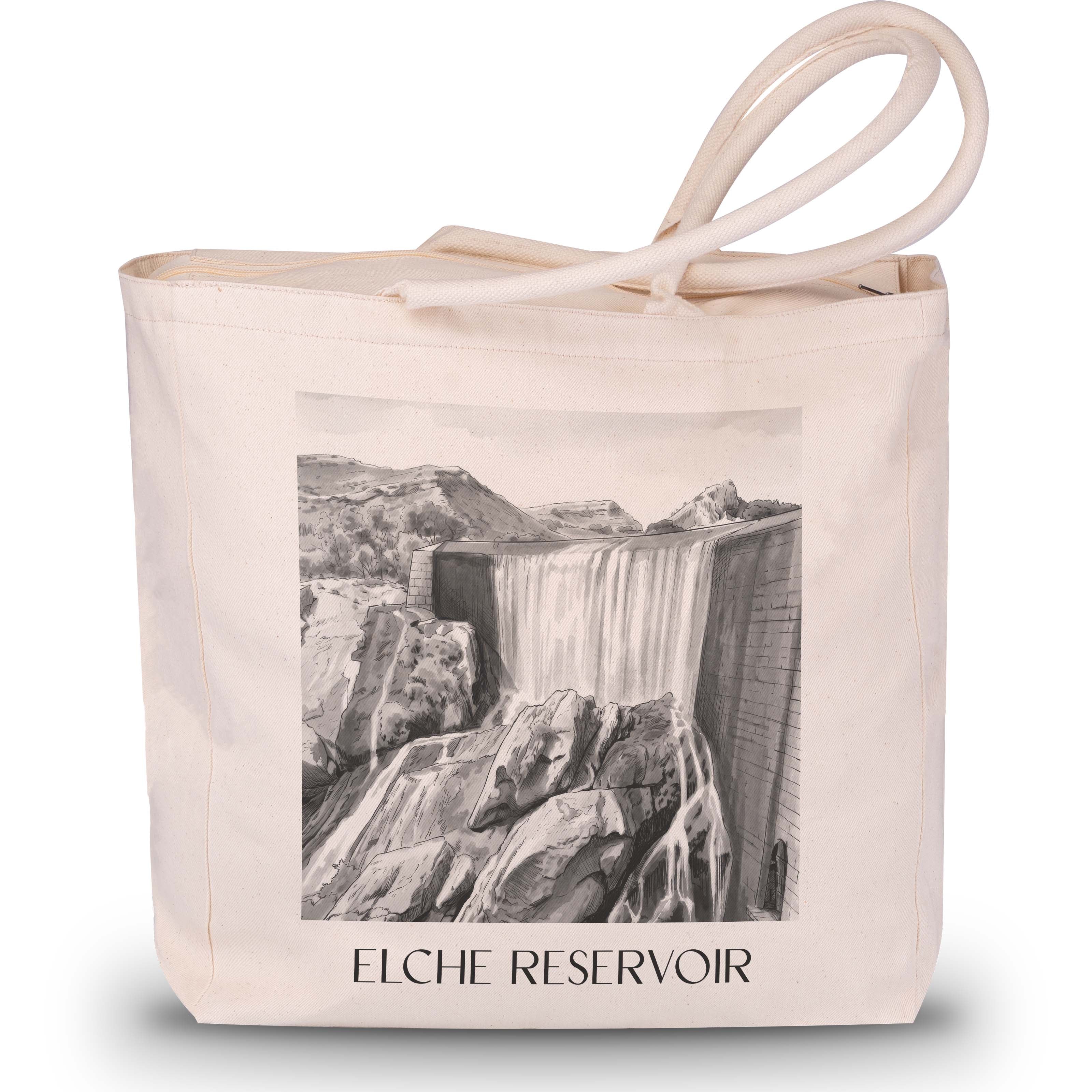 Pantano de Elche Shopping Tasche - Spanien - Spanien Tote Bag - Einkaufstasche im Aquarell Schwarz-Weiß Stil - favplace
