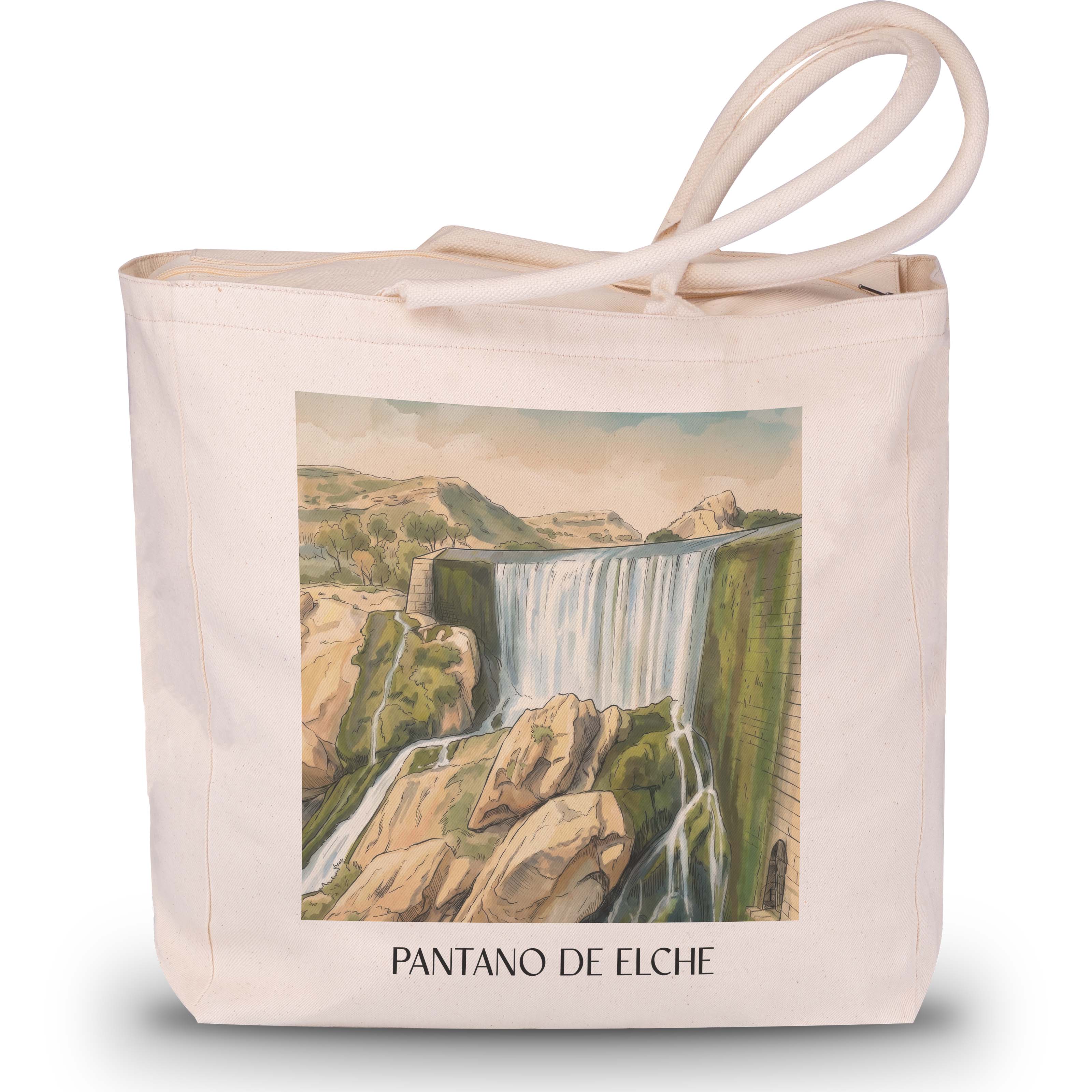pantano-de-elche-spanien-spanien-einkaufstasche-aquarell