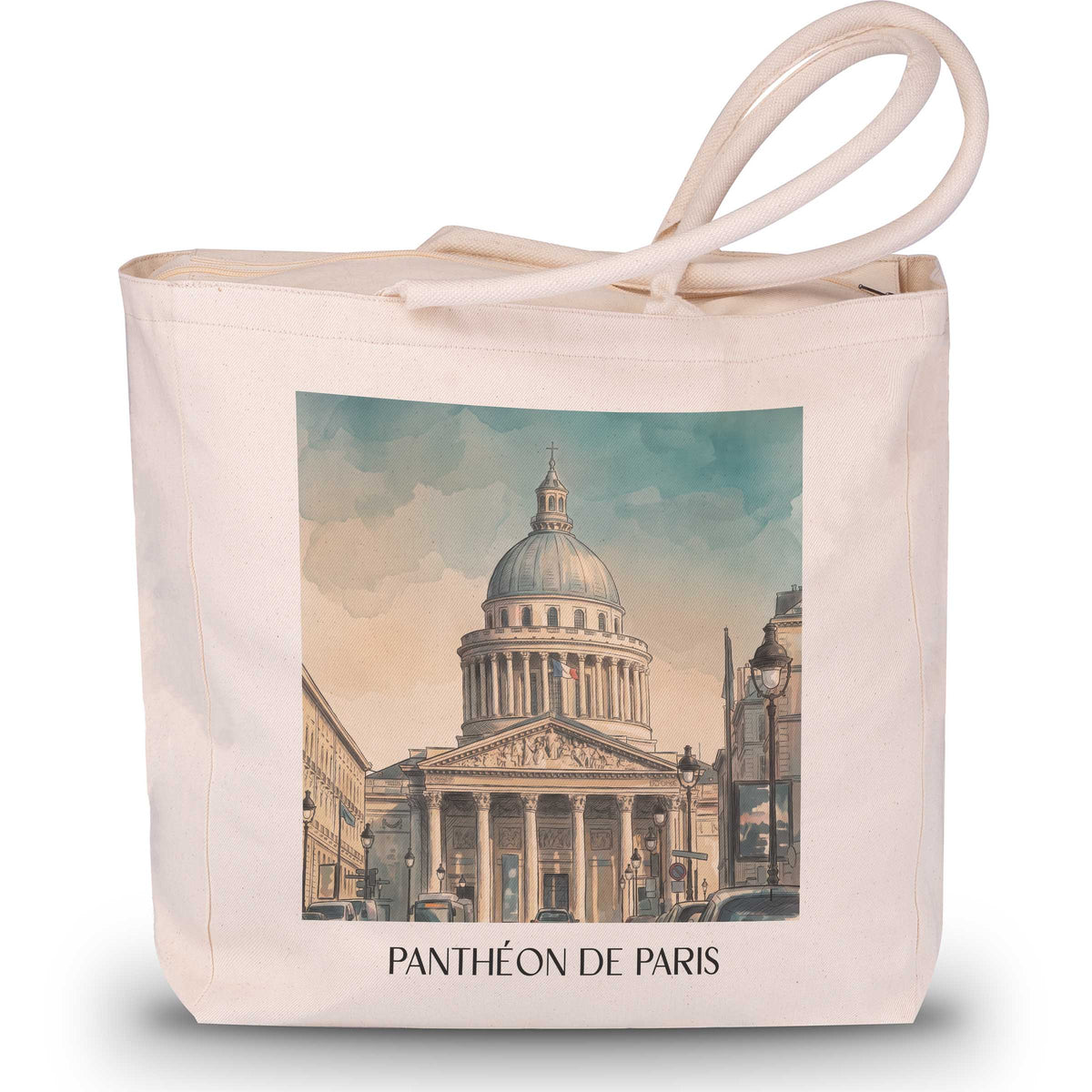 panthéon-paris-frankreich-einkaufstasche-aquarell