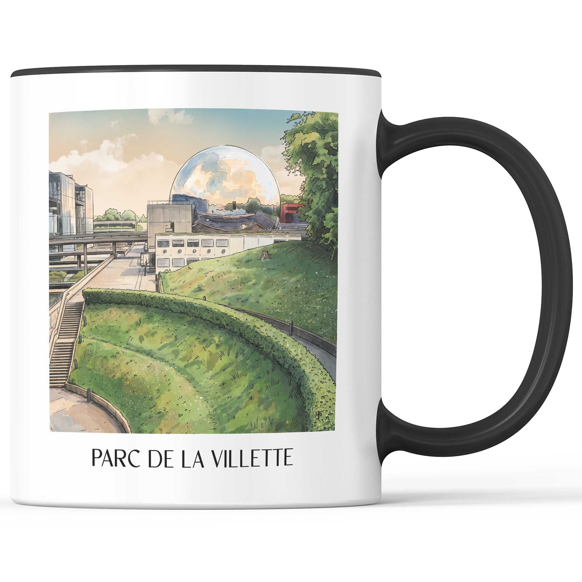 Parc de la Villette Kaffeebecher - Paris - Frankreich Becher - Kaffeetasse im Aquarell Stil - favplace