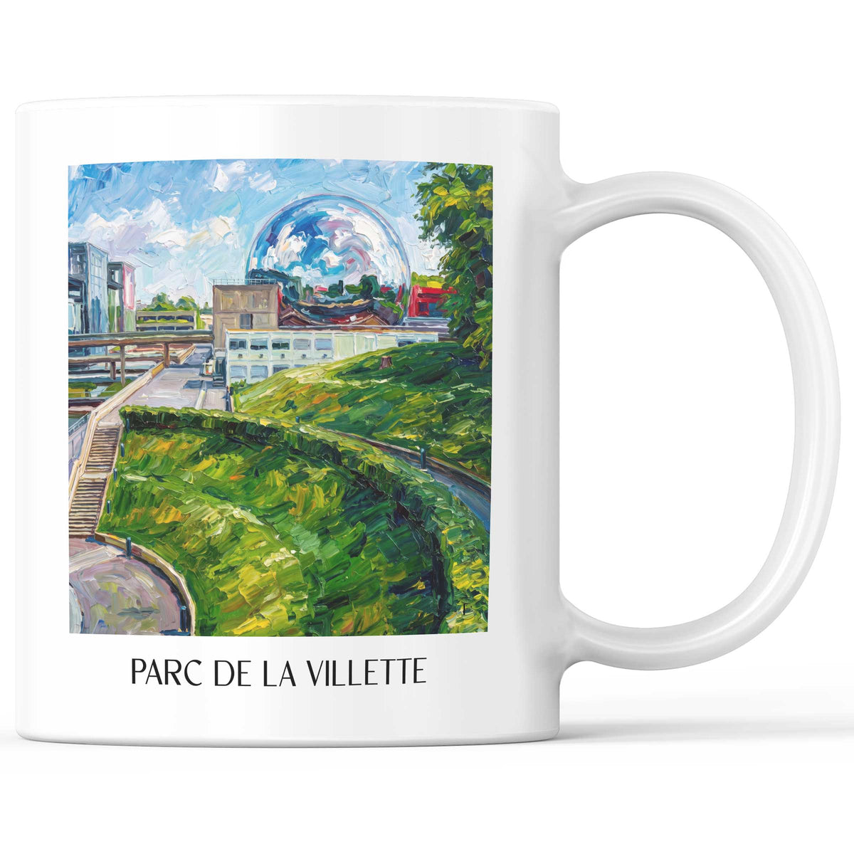 Parc de la Villette Kaffeebecher - Paris - Frankreich Becher - Kaffeetasse im Ölgemälde Stil - favplace