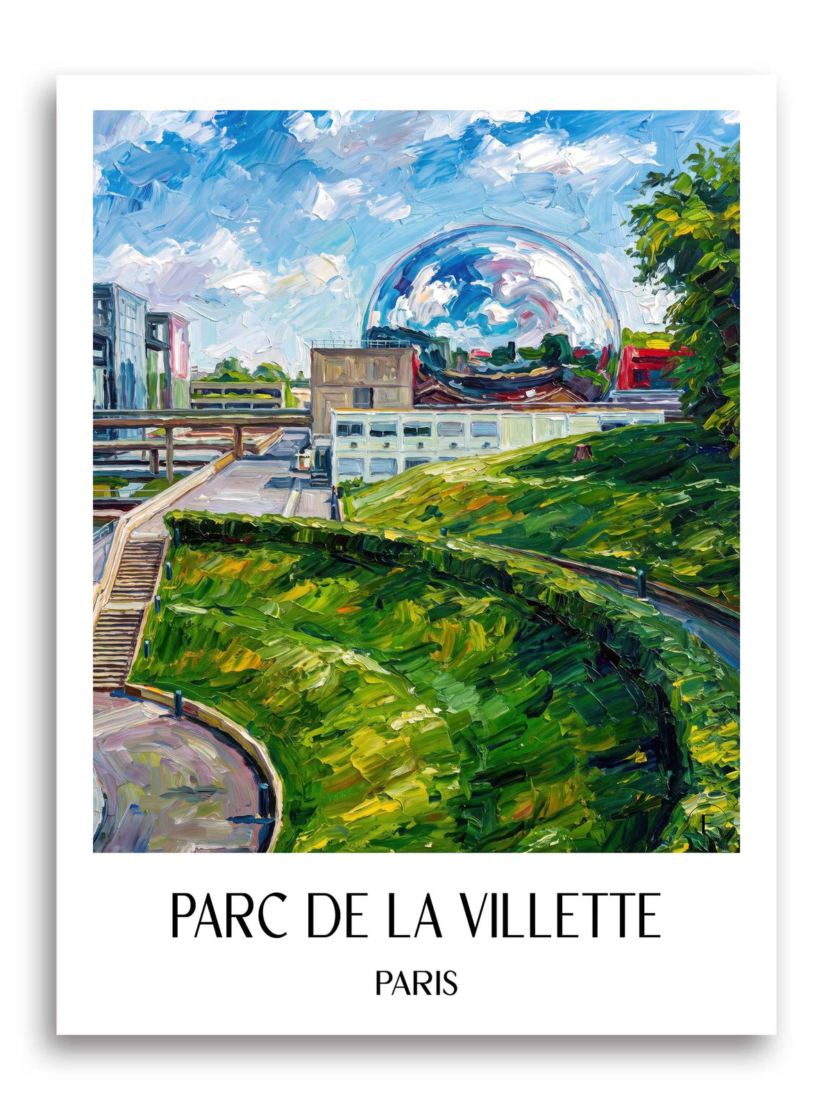 Parc de la Villette Poster - Paris - Frankreich Kunstdruck - Ölgemälde von A4 bis A1 - favplace