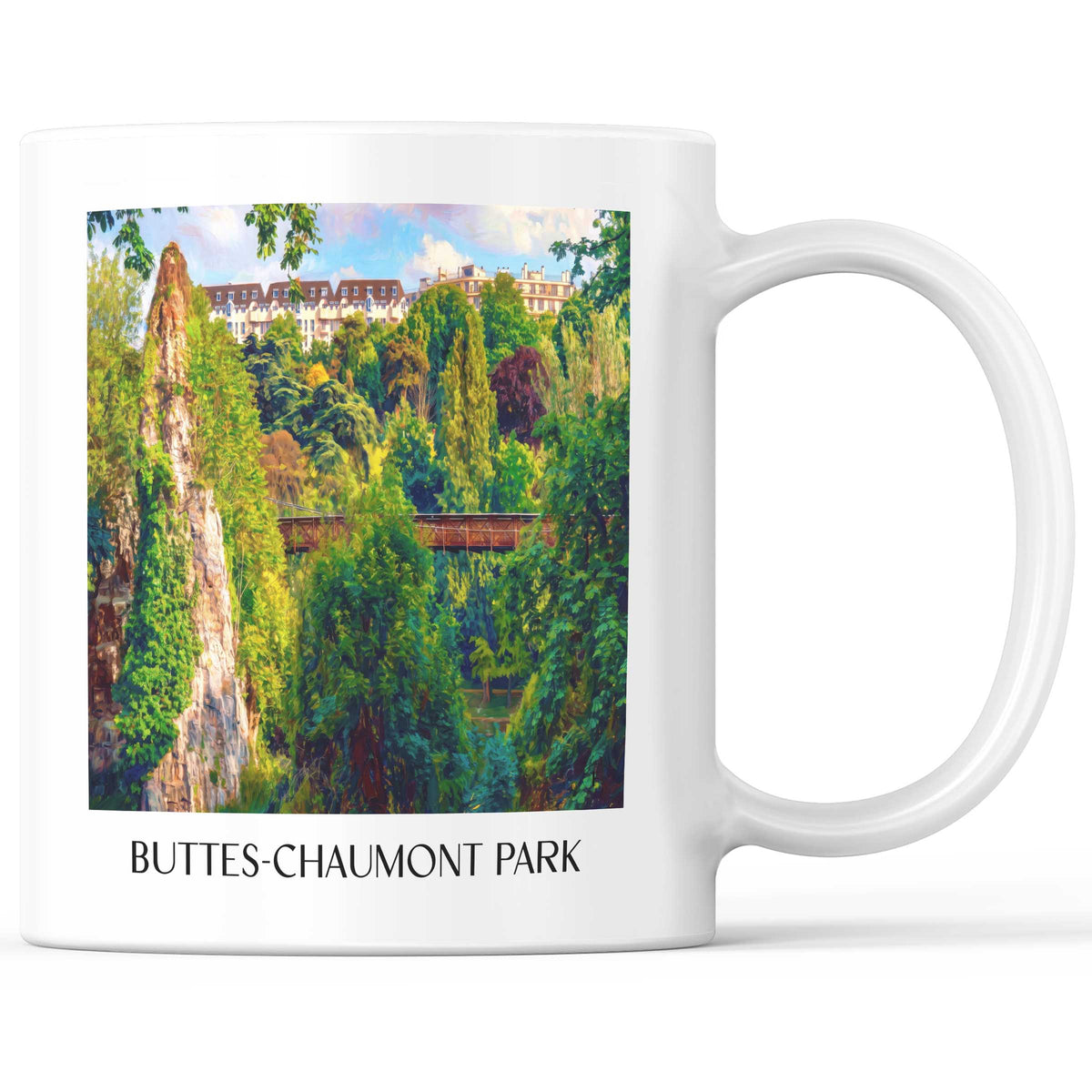 Parc des Buttes-Chaumont Kaffeebecher - Paris - Frankreich Becher - Kaffeetasse im Ölgemälde Stil - favplace