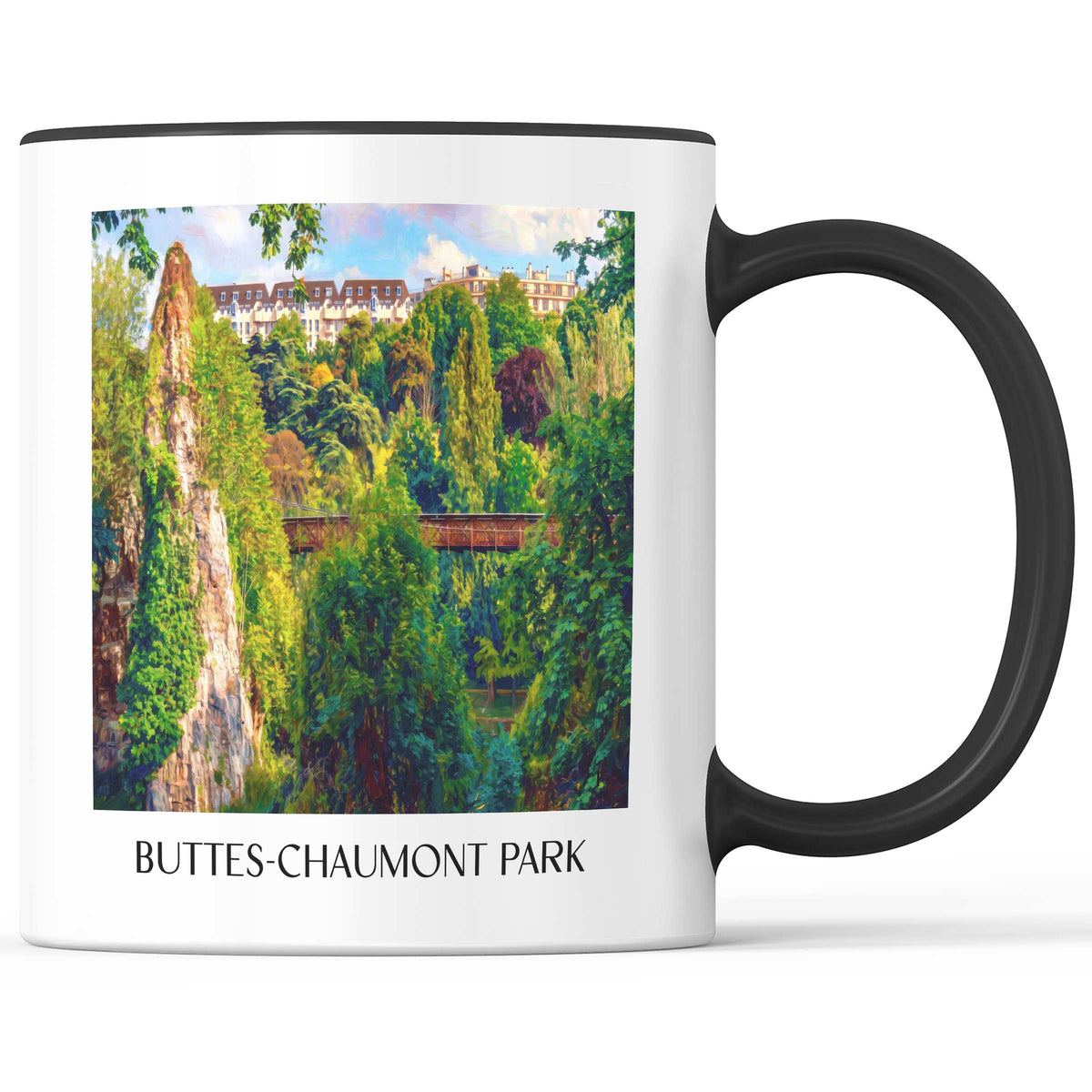 Parc des Buttes-Chaumont Kaffeebecher - Paris - Frankreich Becher - Kaffeetasse im Ölgemälde Stil - favplace