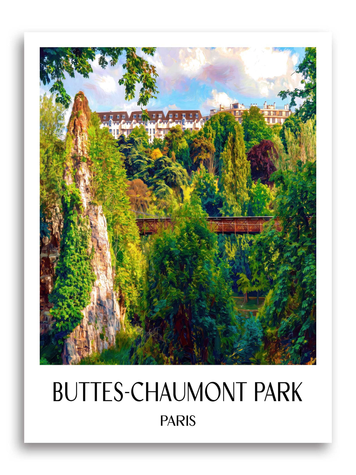 Parc des Buttes-Chaumont Poster - Paris - Frankreich Kunstdruck - Ölgemälde von A4 bis A1 - favplace