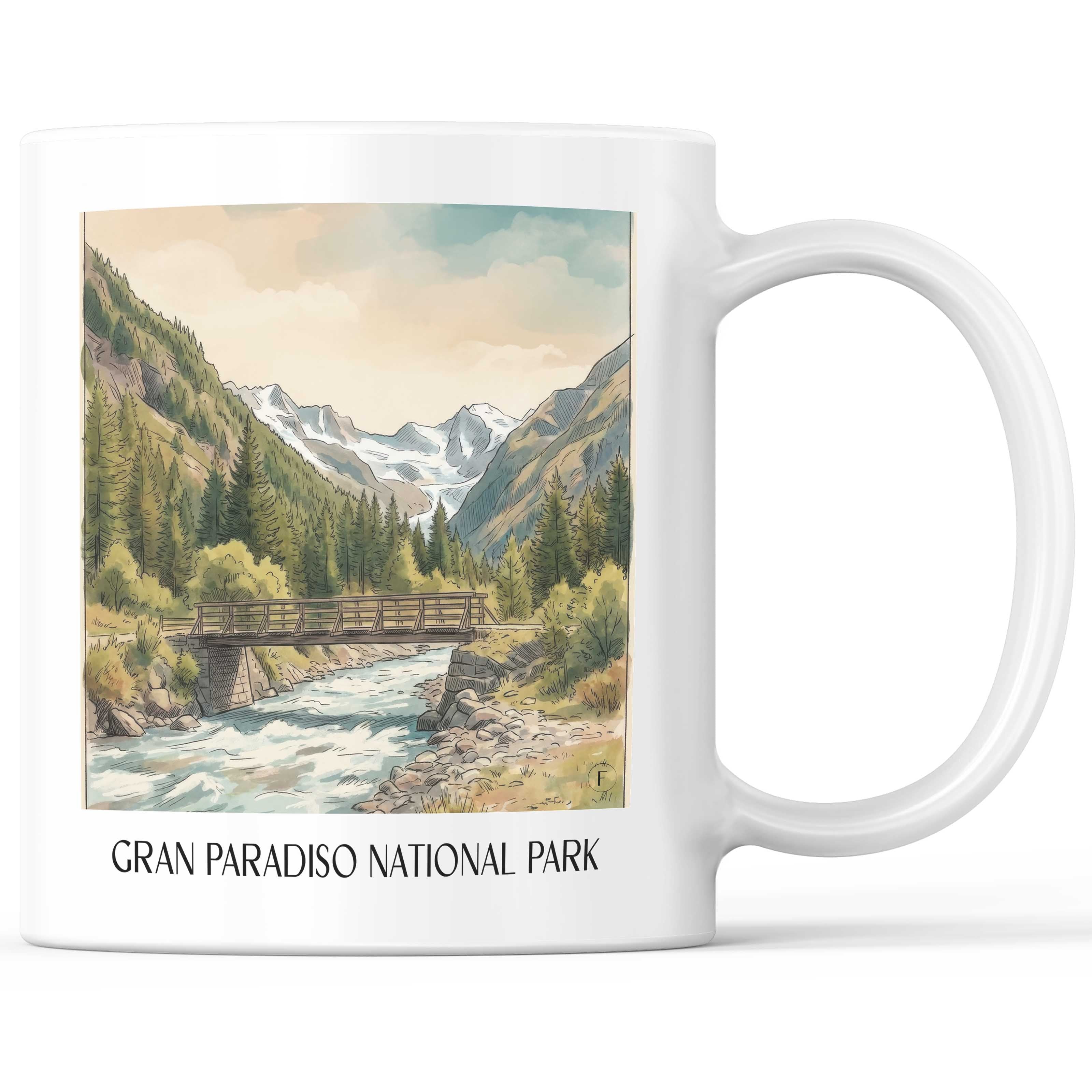 Parco Nazionale Gran Paradiso Kaffeebecher - Italien - Italien Becher - Kaffeetasse im Aquarell Stil - favplace