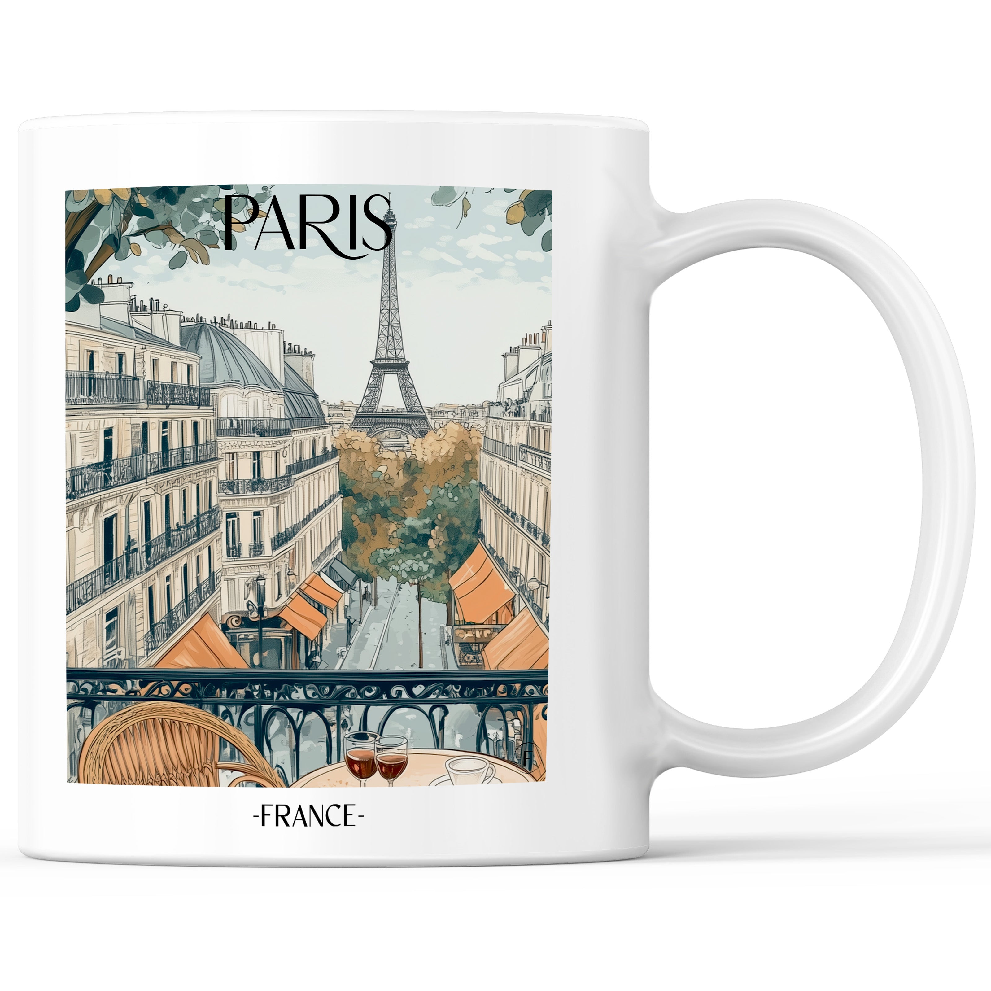 Paris - Frankreich Becher - Kaffeetasse im Aquarell Stil - favplace