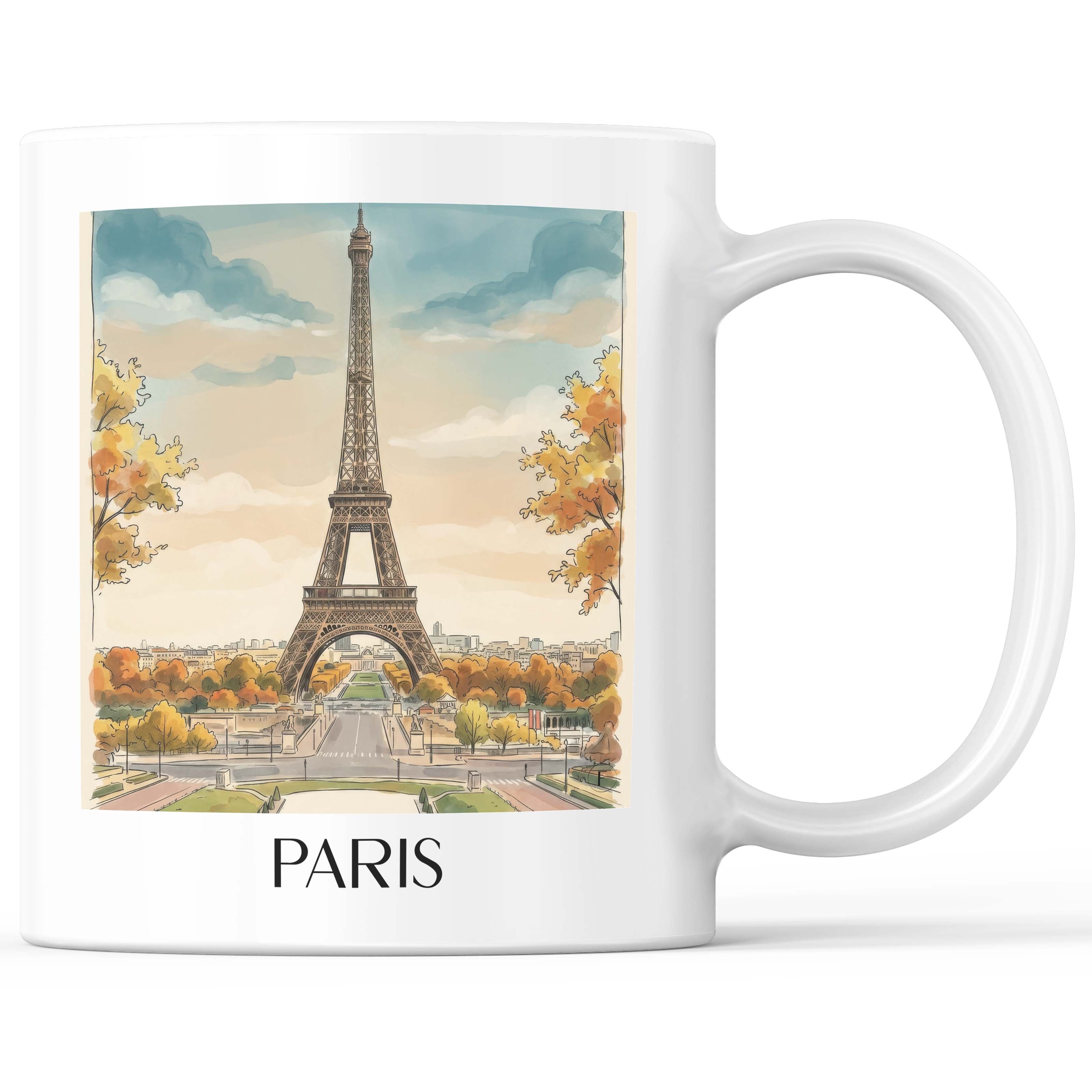 Paris - Frankreich Becher - Kaffeetasse im Aquarell Stil - favplace