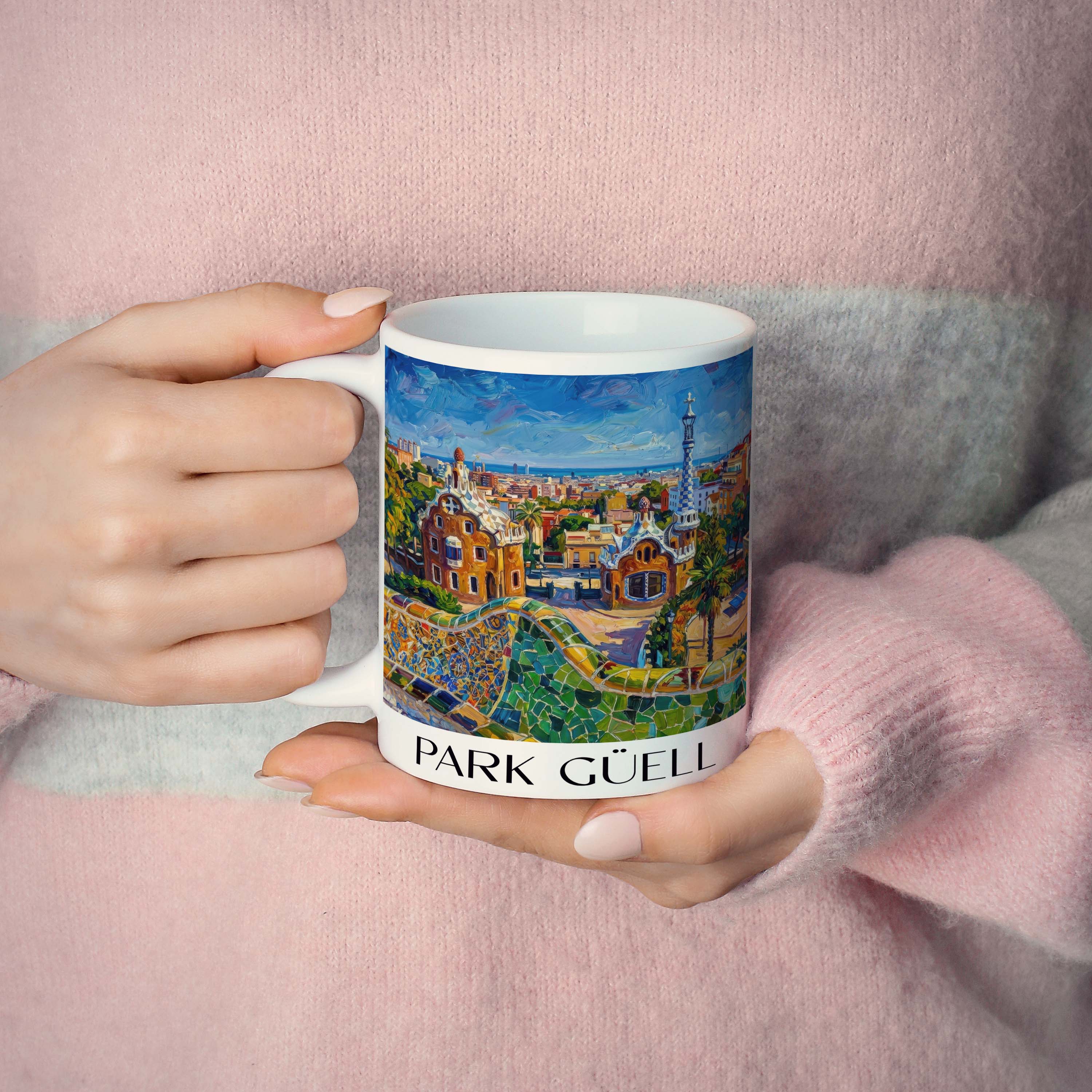 park-güell-barcelona-spanien-kaffeebecher-oil-painting-oelgemaelde