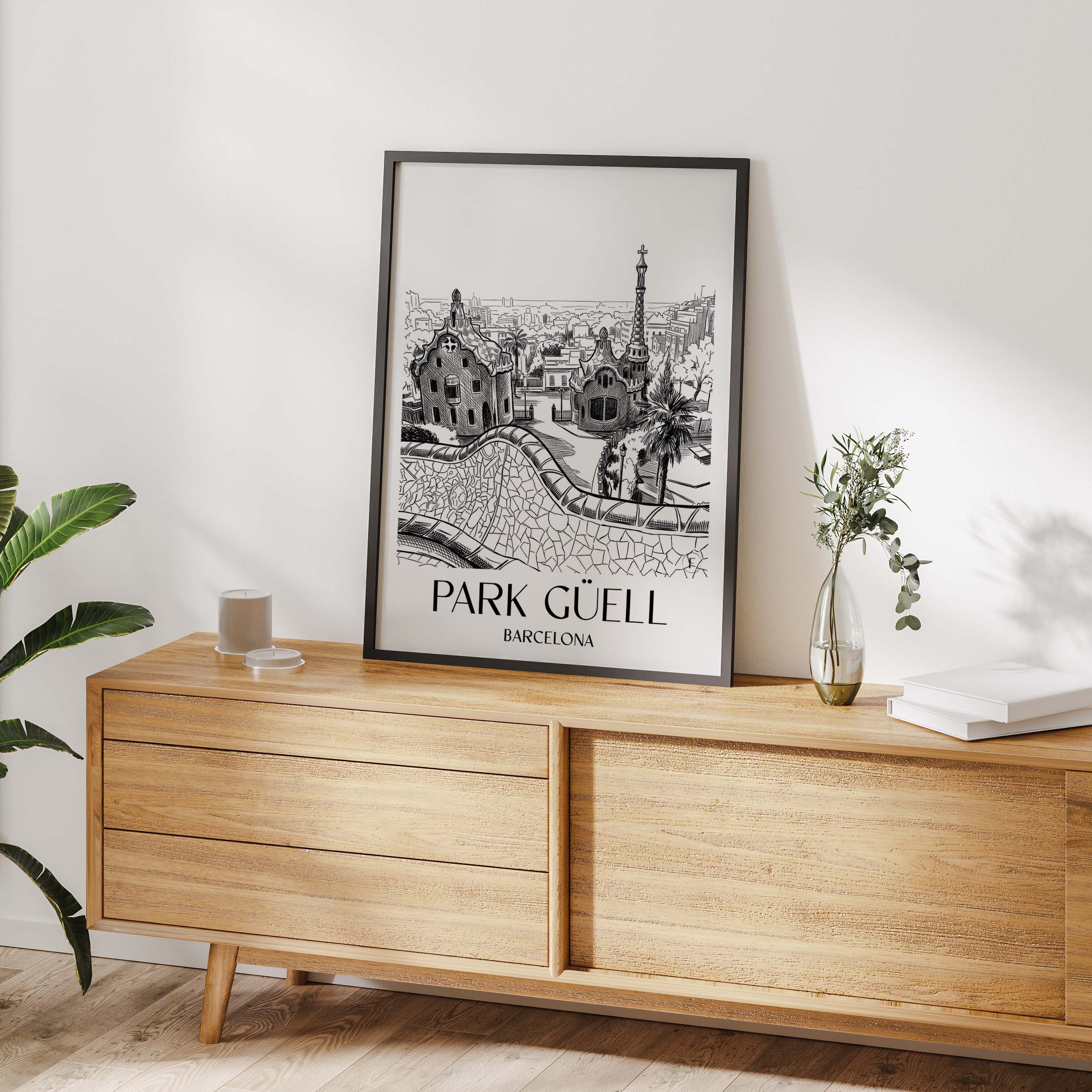 park-güell-barcelona-spanien-poster-skizze