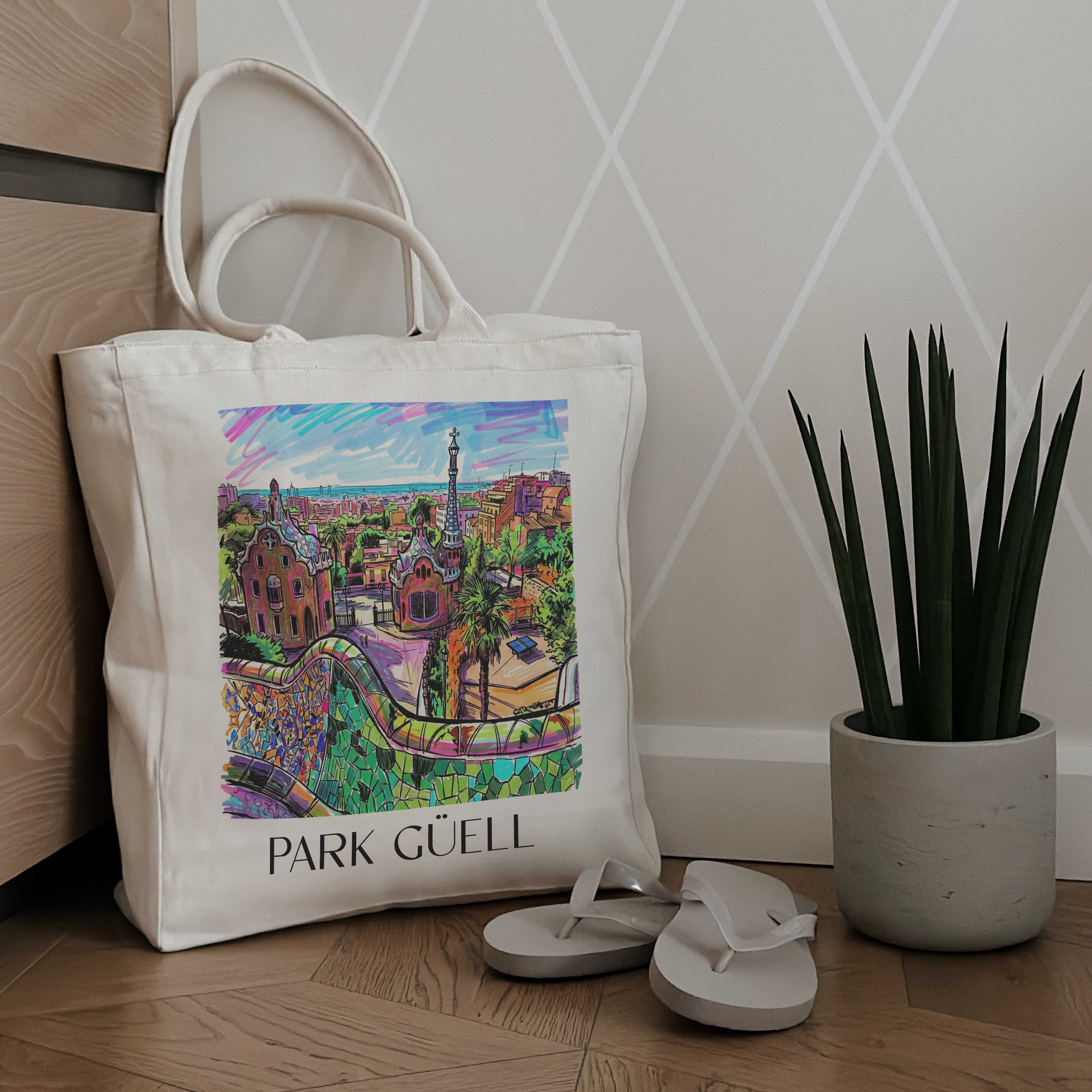 park-güell-barcelona-spanien-einkaufstasche-graffiti
