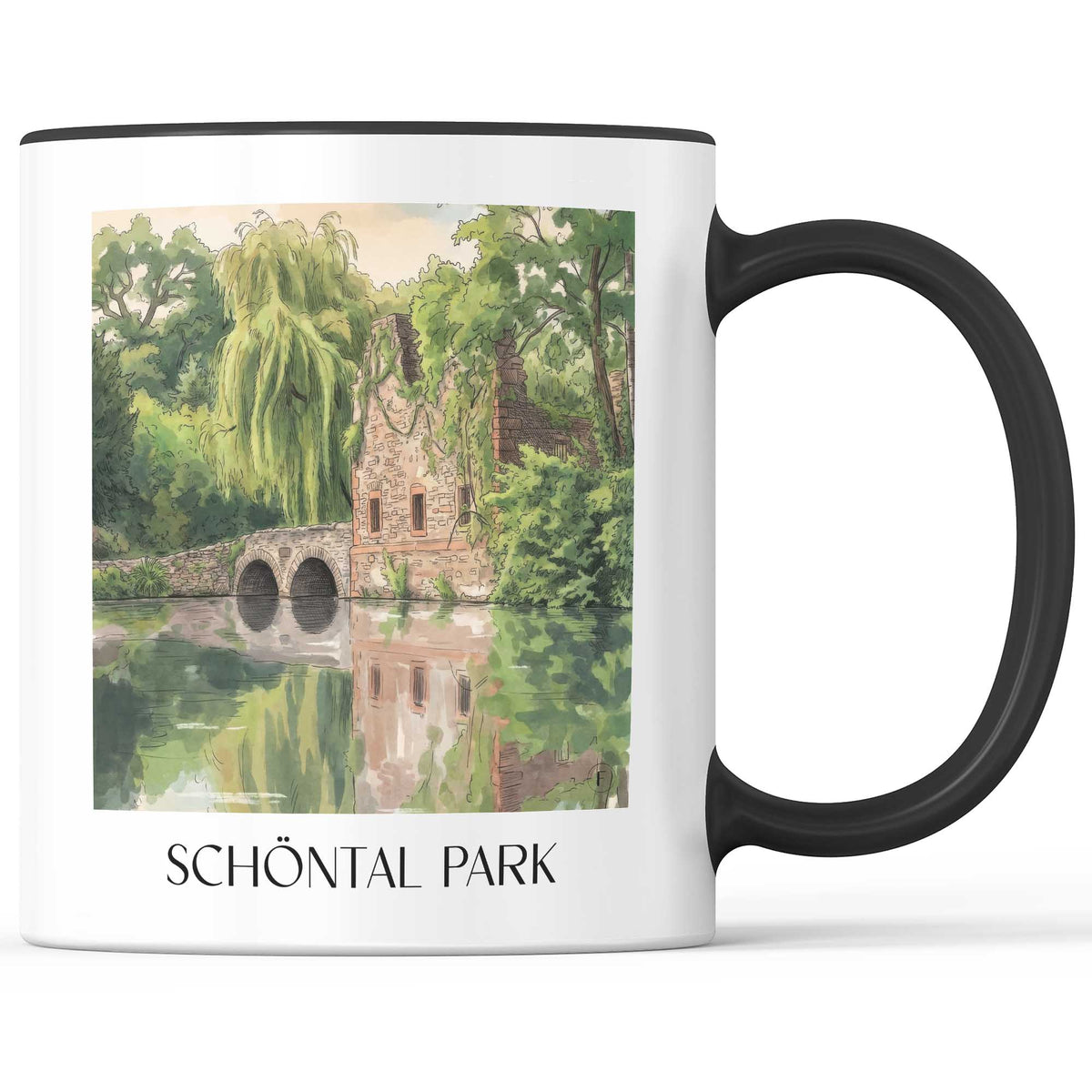 Park Schöntal Kaffeebecher - Aschaffenburg - Deutschland Becher - Kaffeetasse im Aquarell Stil - favplace