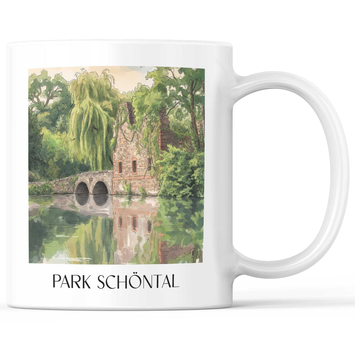 Park Schöntal Kaffeebecher - Aschaffenburg - Deutschland Becher - Kaffeetasse im Aquarell Stil - favplace