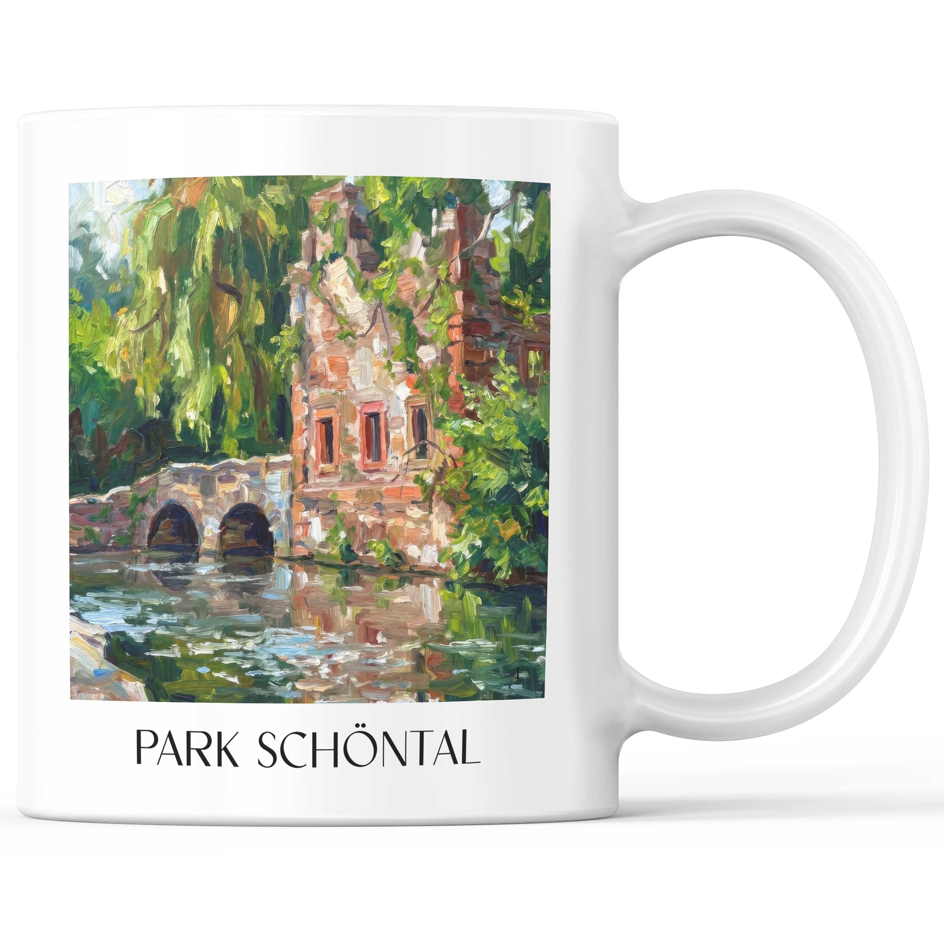 Park Schöntal Kaffeebecher - Aschaffenburg - Deutschland Becher - Kaffeetasse im Ölgemälde Stil - favplace