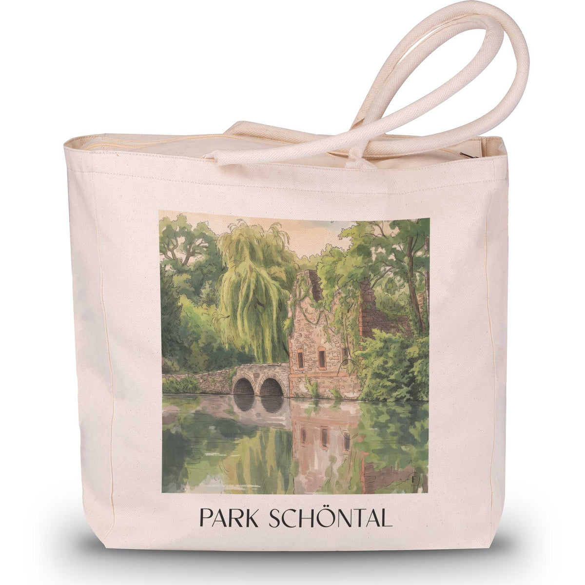 park-schöntal-aschaffenburg-deutschland-einkaufstasche-aquarell