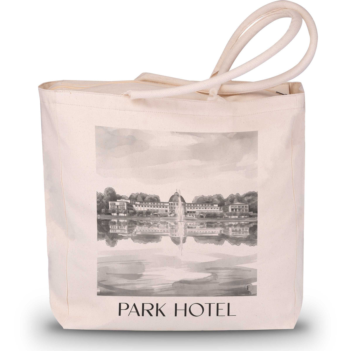 Parkhotel Shopping Tasche - Bremen - Deutschland Tote Bag - Einkaufstasche im Aquarell Schwarz-Weiß Stil - favplace