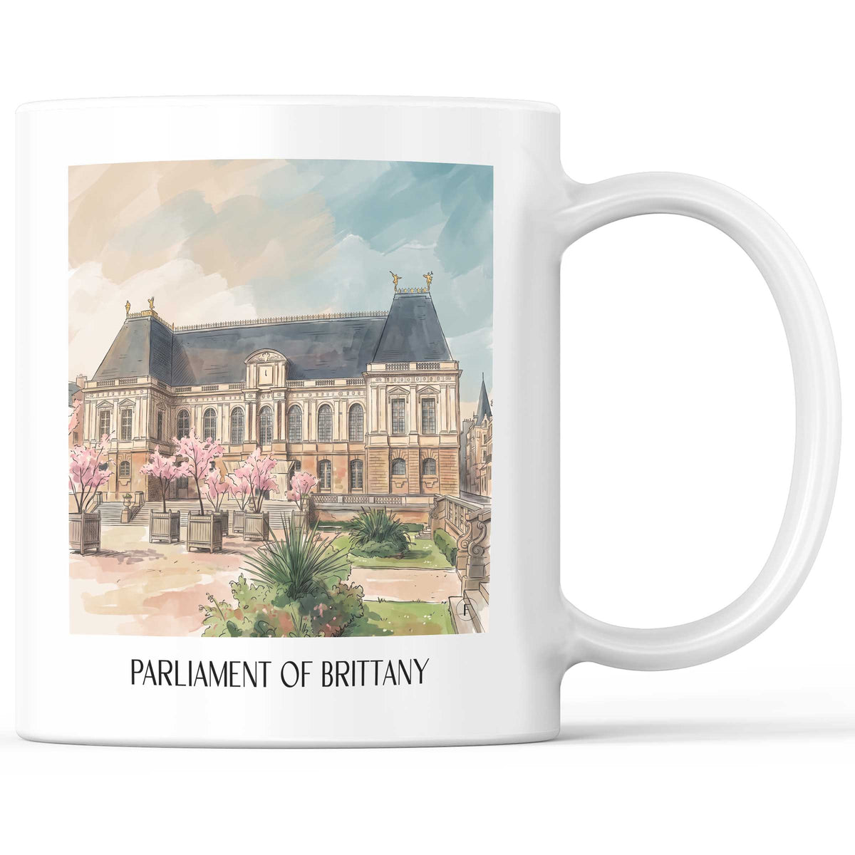 Parlement de Bretagne Kaffeebecher - Rennes - Frankreich Becher - Kaffeetasse im Aquarell Stil