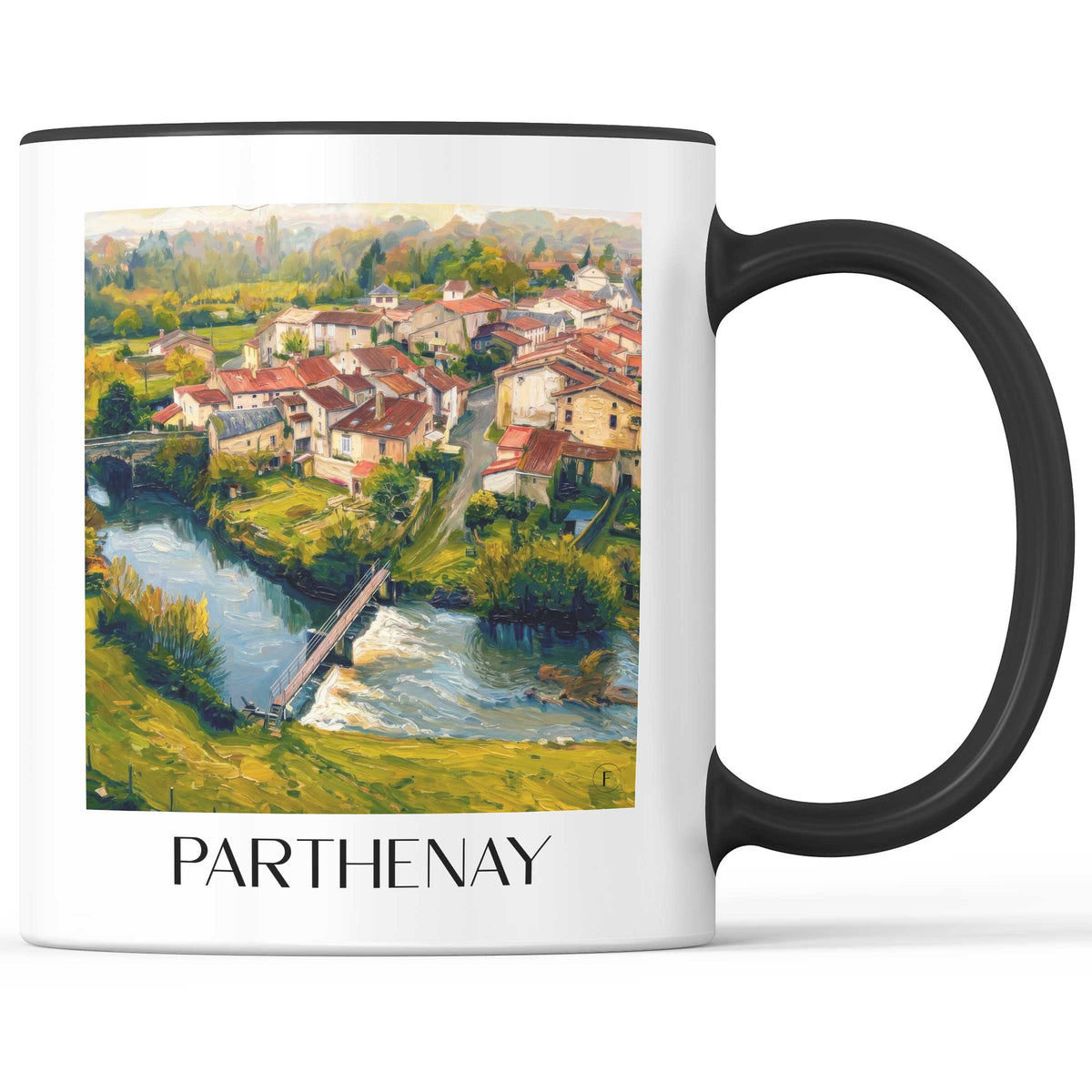 Parthenay Kaffeebecher - Deux-Sèvres - Frankreich Becher - Kaffeetasse im Ölgemälde Stil - favplace