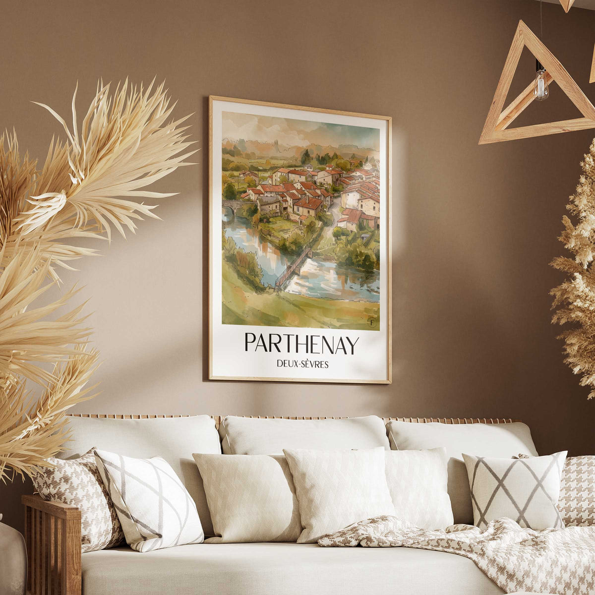 parthenay-deux-sèvres-frankreich-poster-aquarell