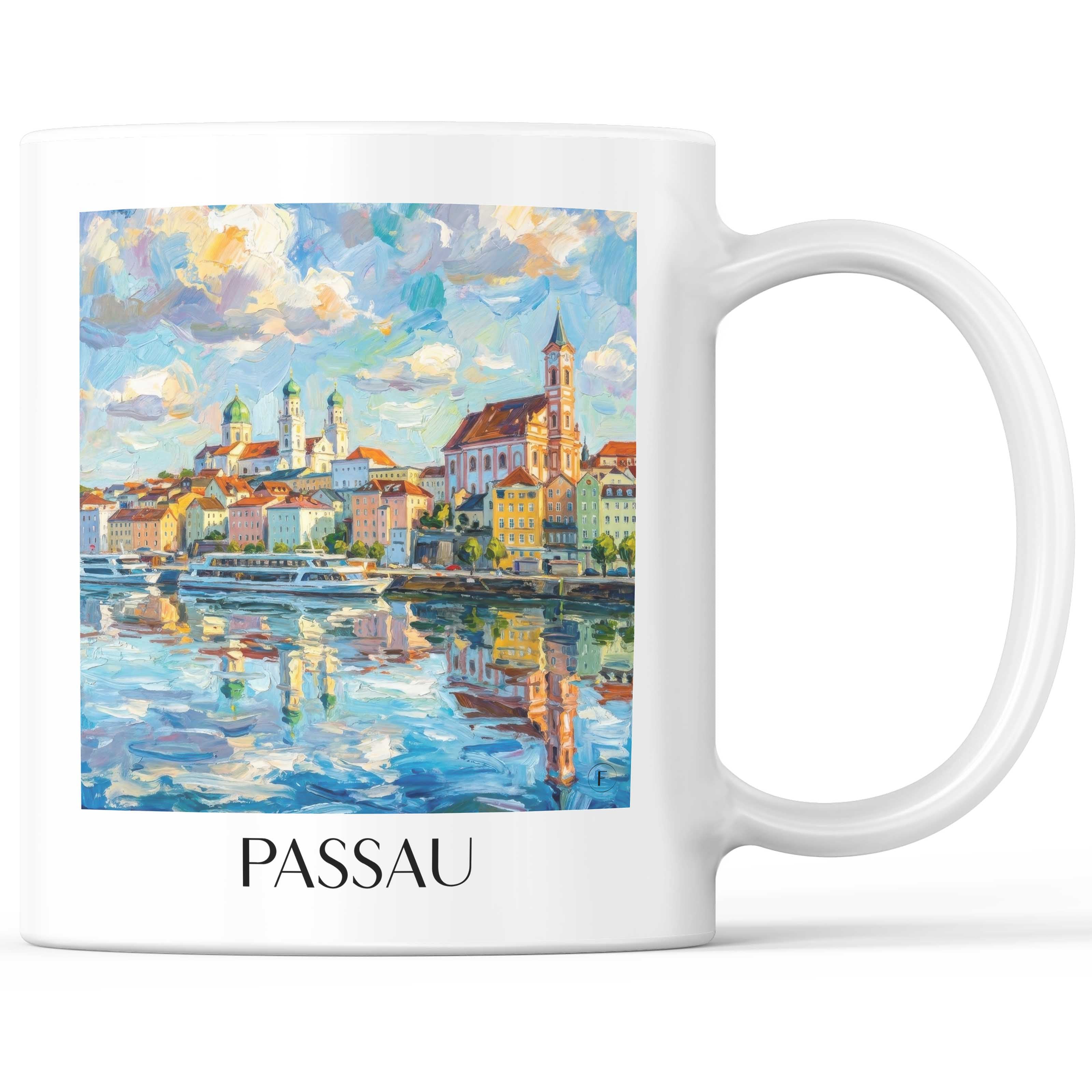 Passau Kaffeebecher - Niederbayern - Deutschland Becher - Kaffeetasse im Ölgemälde Stil - favplace