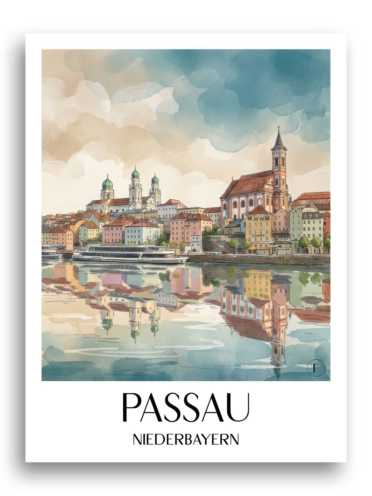 passau-niederbayern-deutschland-poster-aquarell