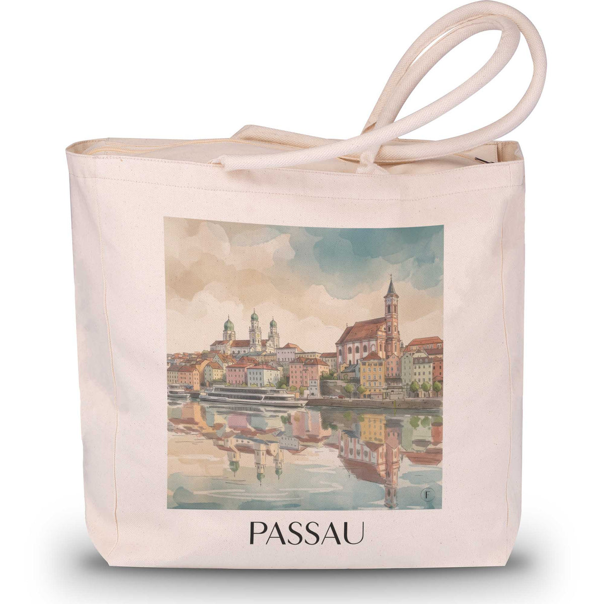 Passau Shopping Tasche - Niederbayern - Deutschland Tote Bag - Einkaufstasche im Aquarell Stil - favplace
