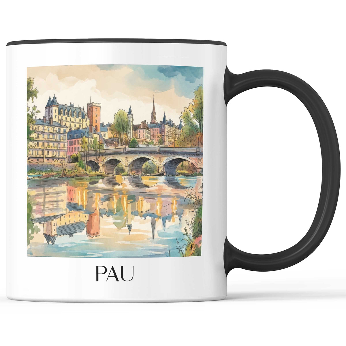 pau-béarn-frankreich-kaffeebecher-aquarell