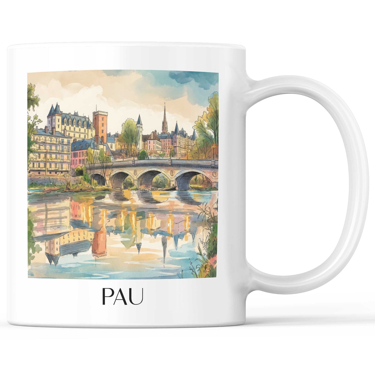 Pau Kaffeebecher - Béarn - Frankreich Becher - Kaffeetasse im Aquarell Stil - favplace