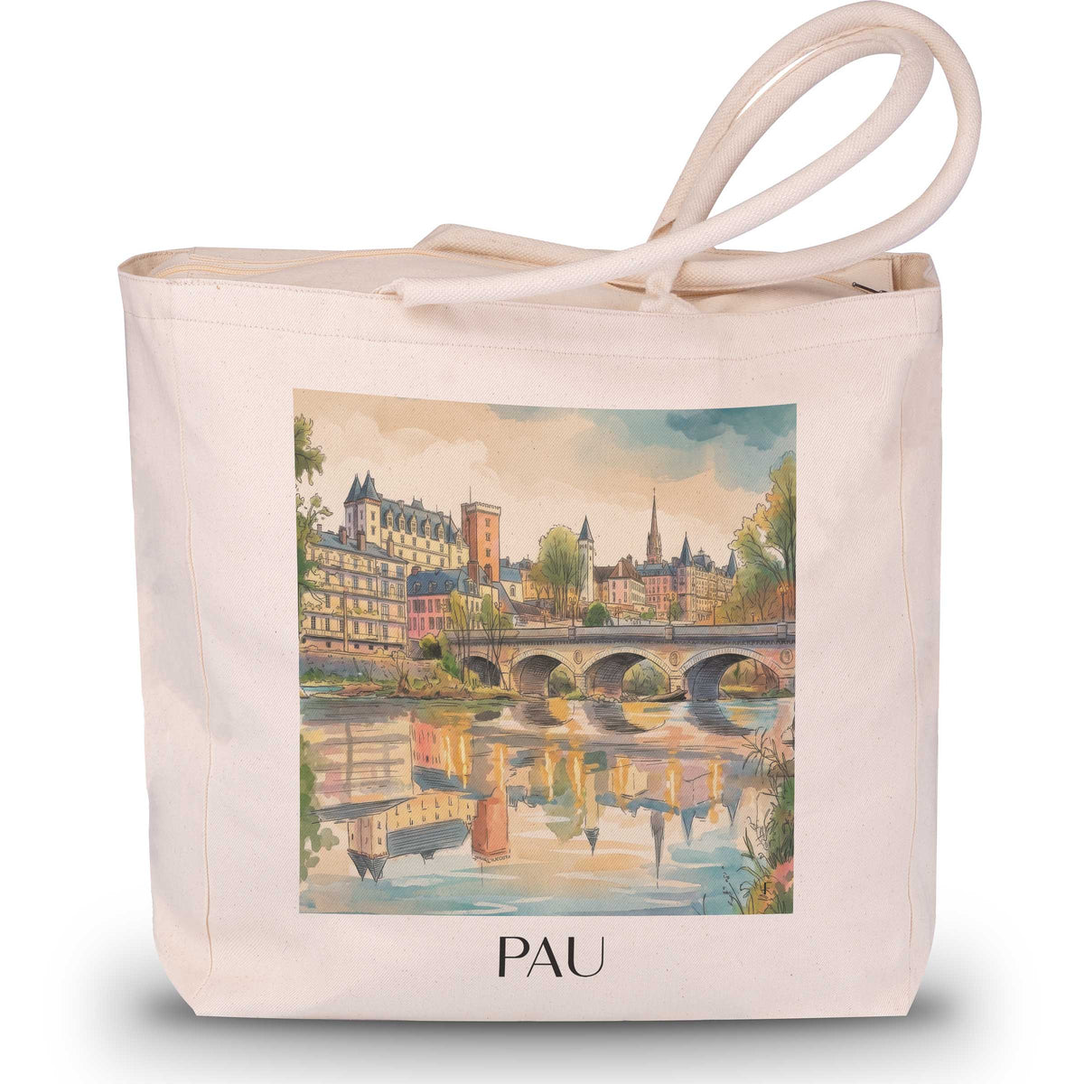 Pau Shopping Tasche - Béarn - Frankreich Tote Bag - Einkaufstasche im Aquarell Stil - favplace