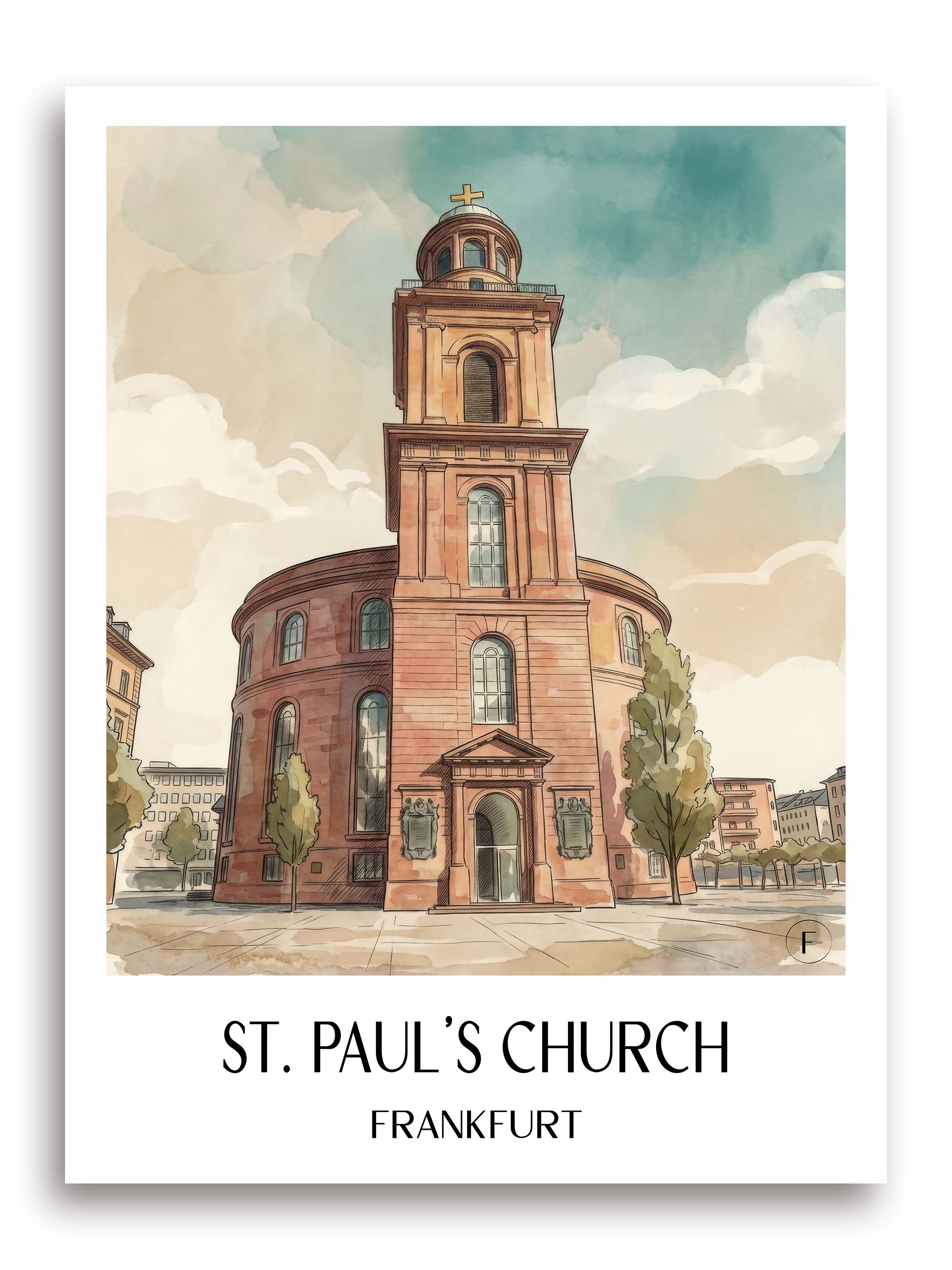 Paulskirche Poster - Frankfurt - Deutschland Kunstdruck - Aquarell von A4 bis A1 - favplace