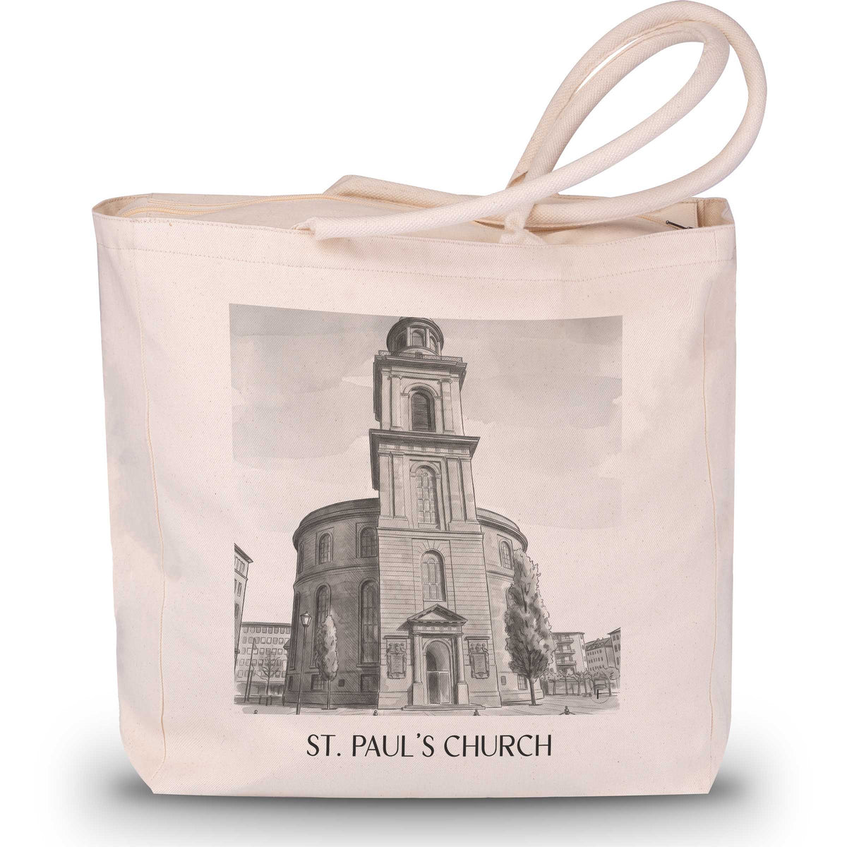 Paulskirche Shopping Tasche - Frankfurt - Deutschland Tote Bag - Einkaufstasche im Aquarell Schwarz-Weiß Stil - favplace