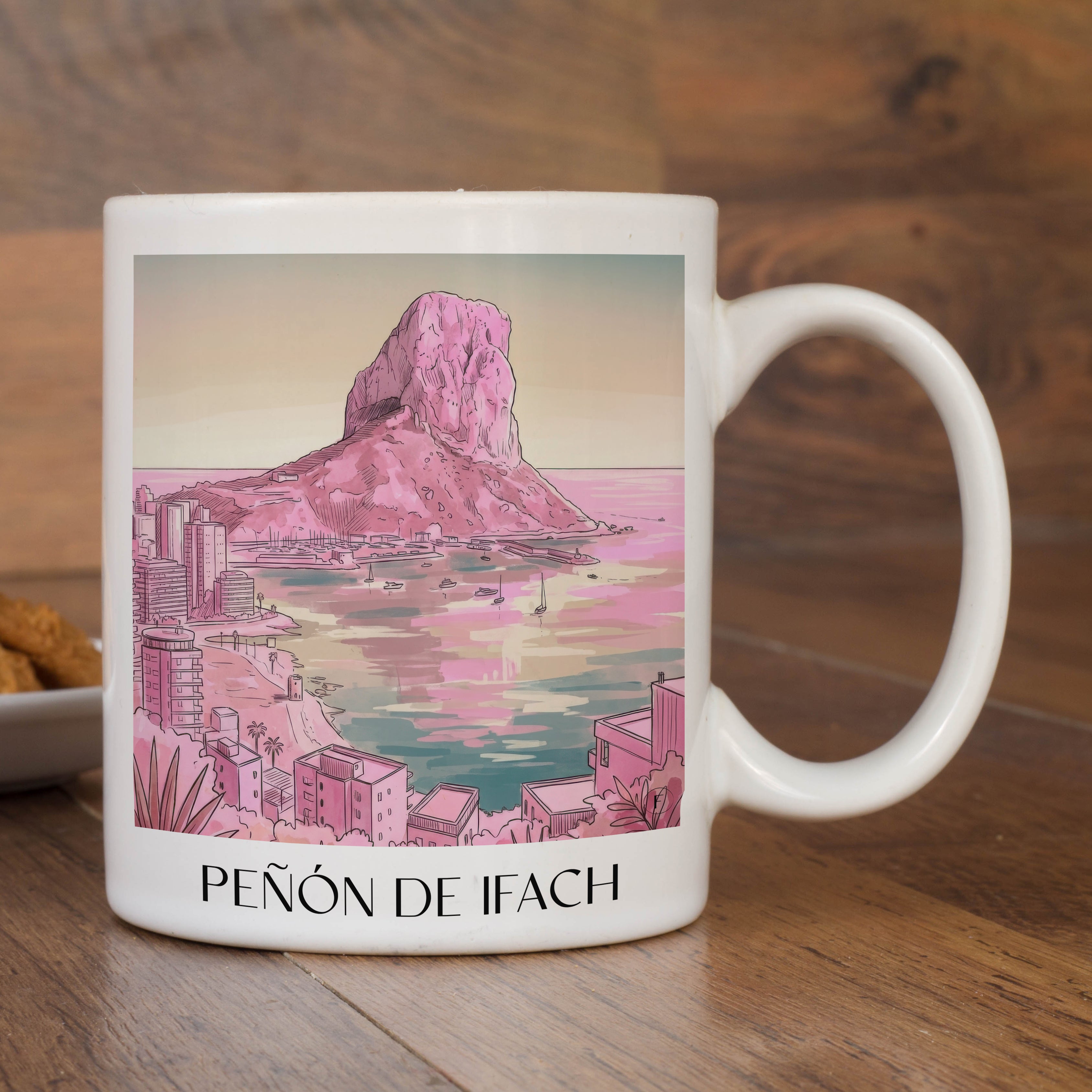 peñón-de-ifach-calpe-spanien-kaffeebecher-aquarell-pink-rosa