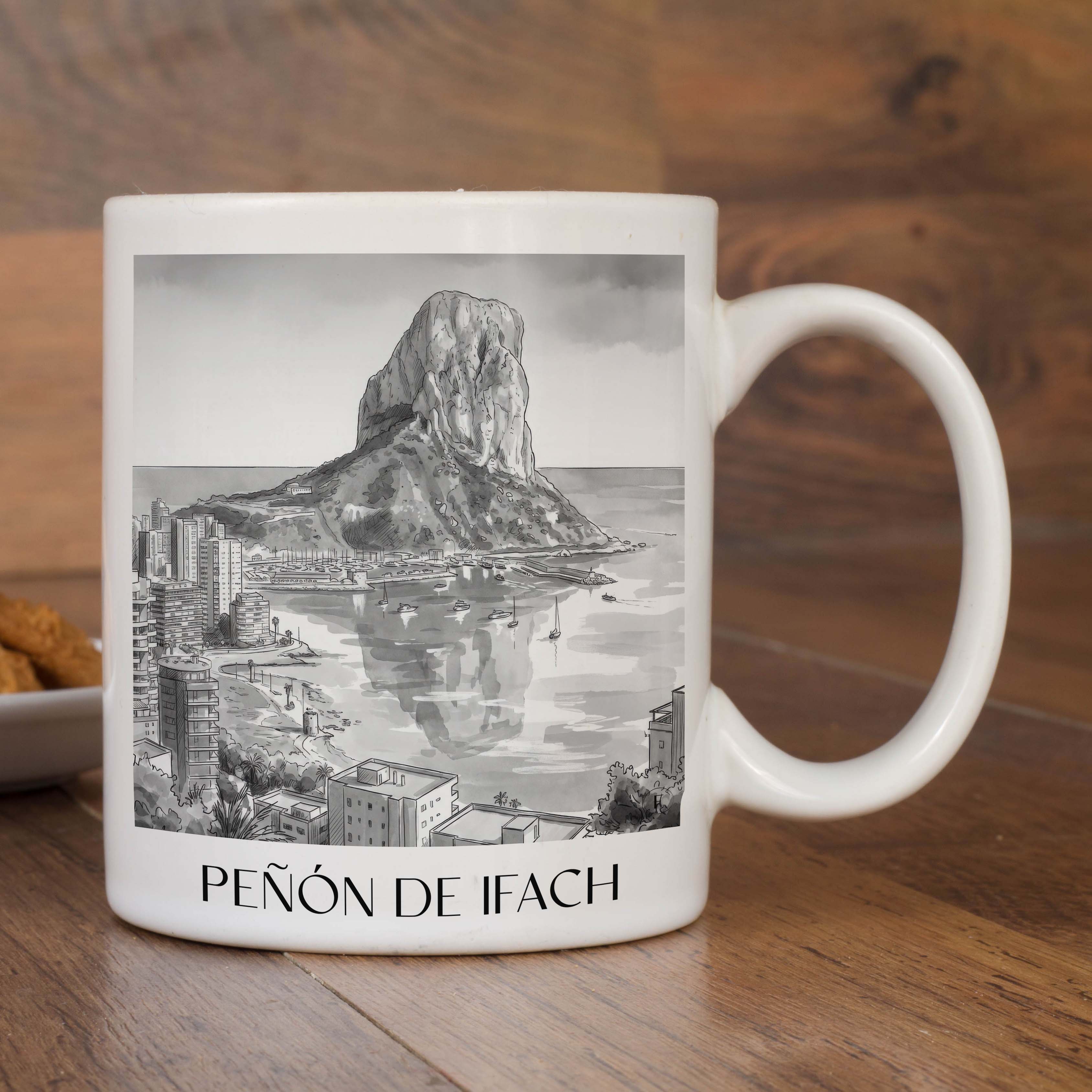 peñón-de-ifach-calpe-spanien-kaffeebecher-aquarell-schwarz-weiss