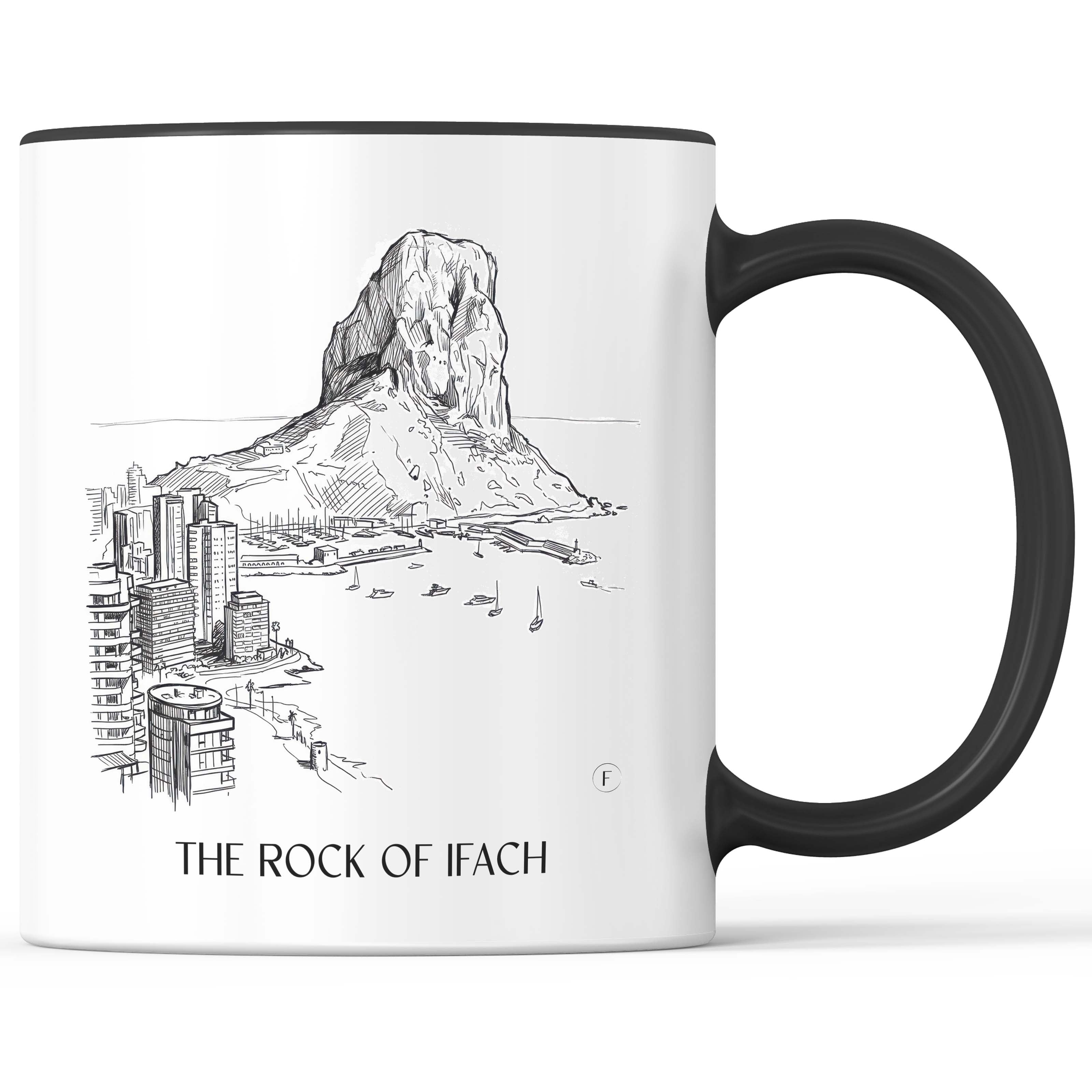 Peñón de Ifach Kaffeebecher - Calpe - Spanien Becher - Kaffeetasse im Skizze Stil - favplace