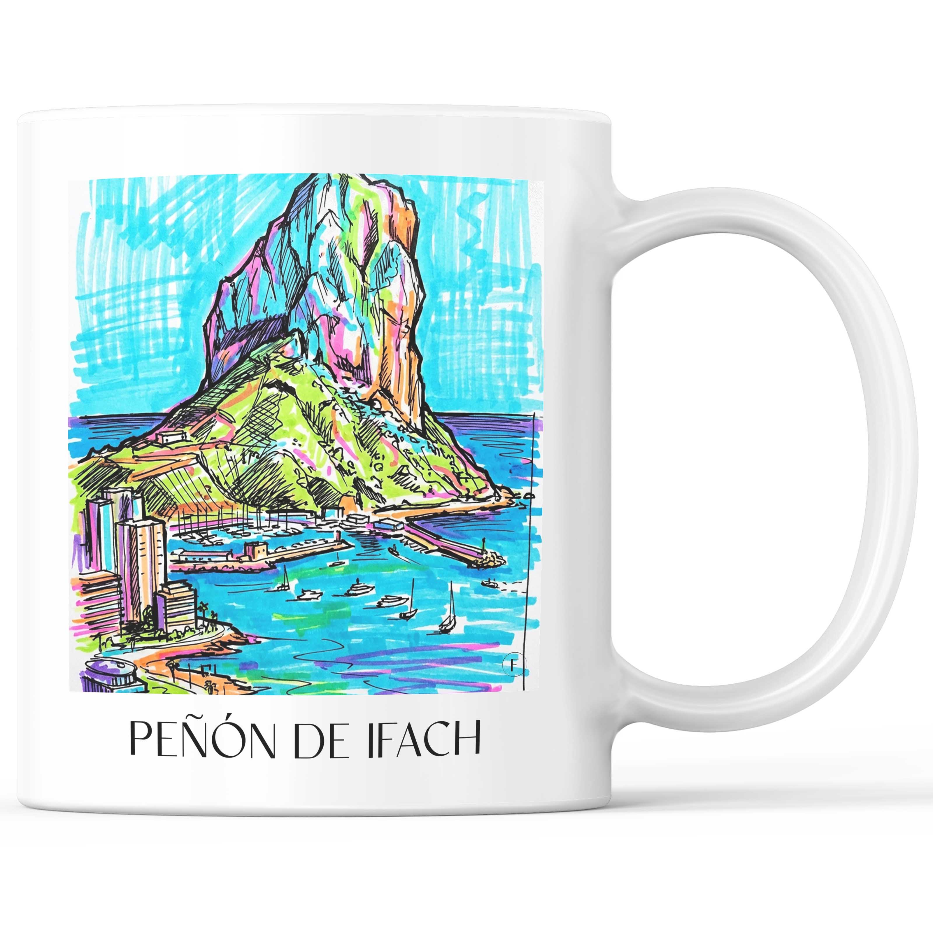 Peñón de Ifach Kaffeebecher - Calpe - Spanien Becher - Kaffeetasse im Tag Graffiti Stil - favplace