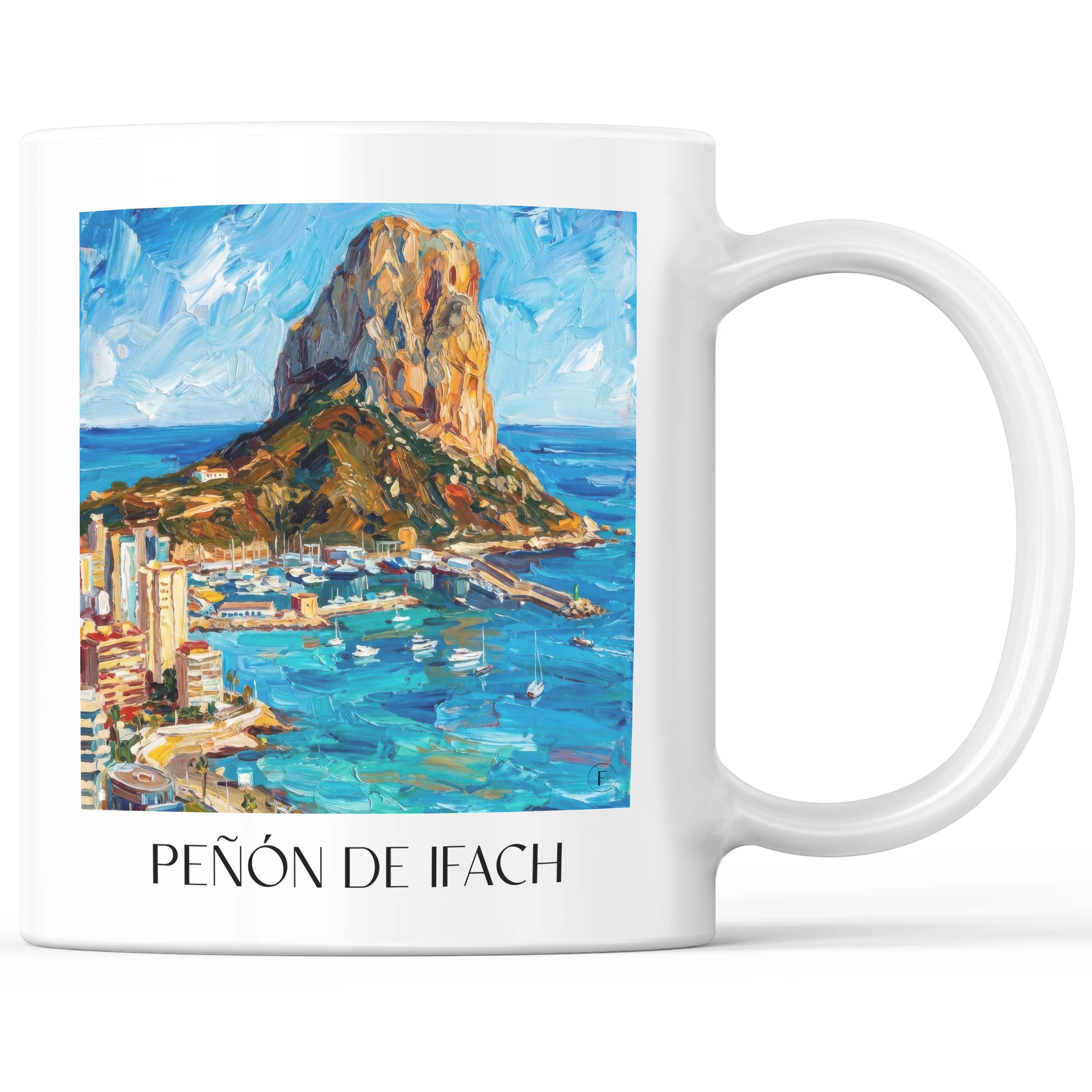Peñón de Ifach Kaffeebecher - Calpe - Spanien Becher - Kaffeetasse im Ölgemälde Stil - favplace