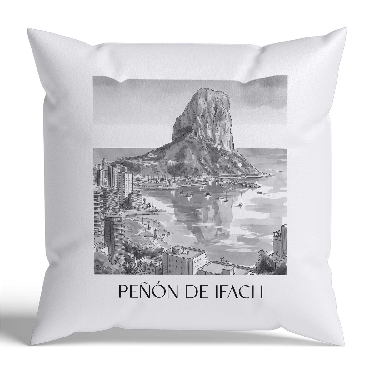peñón-de-ifach-calpe-spanien-kissenbezug-aquarell-schwarz-weiss