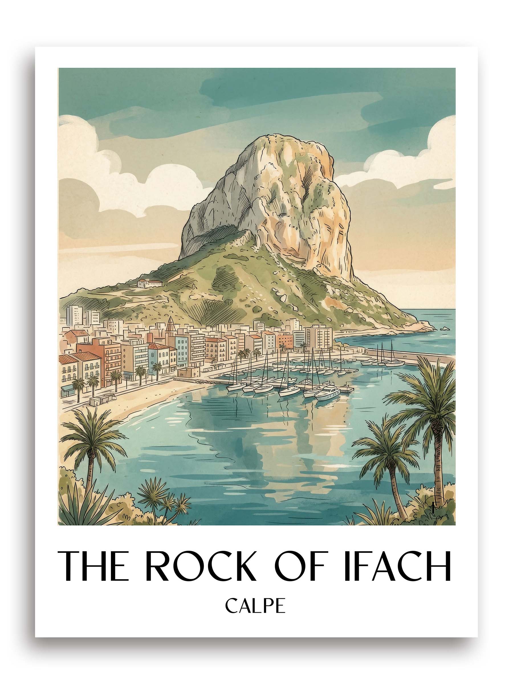Peñón de Ifach Poster - Calpe - Spanien Kunstdruck - Aquarell von A4 bis A1 - favplace